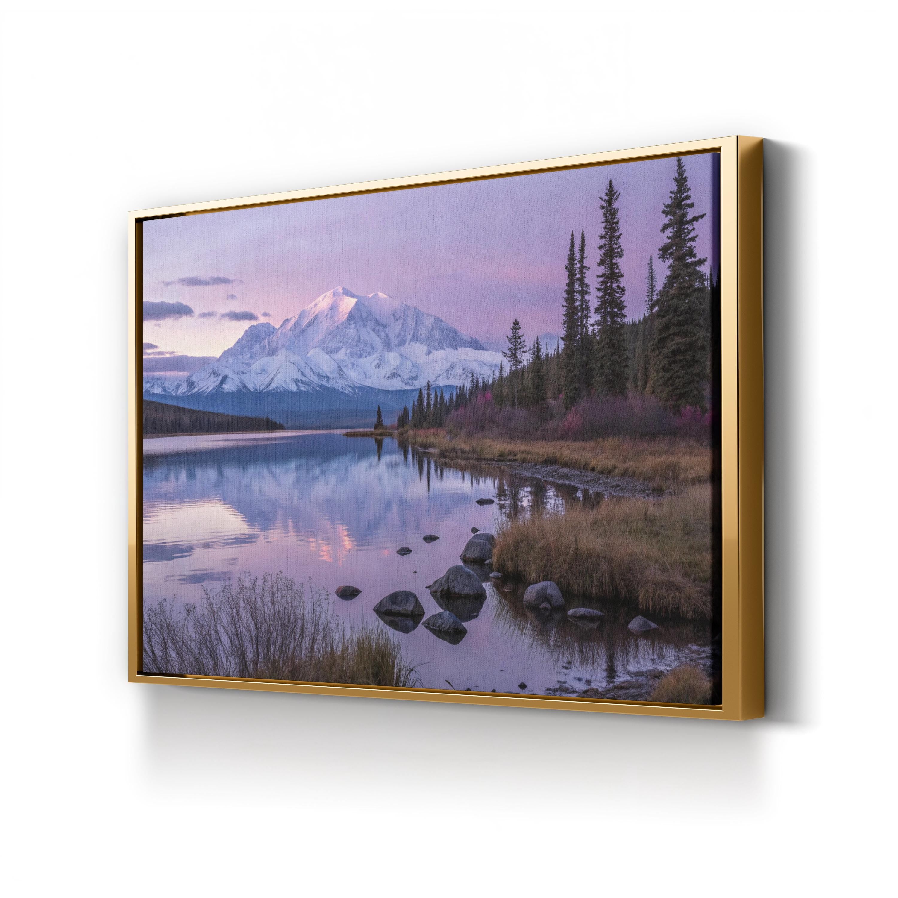 Abstract Watercolor Canvas Wall Art — Purple Reflections Landscape Print