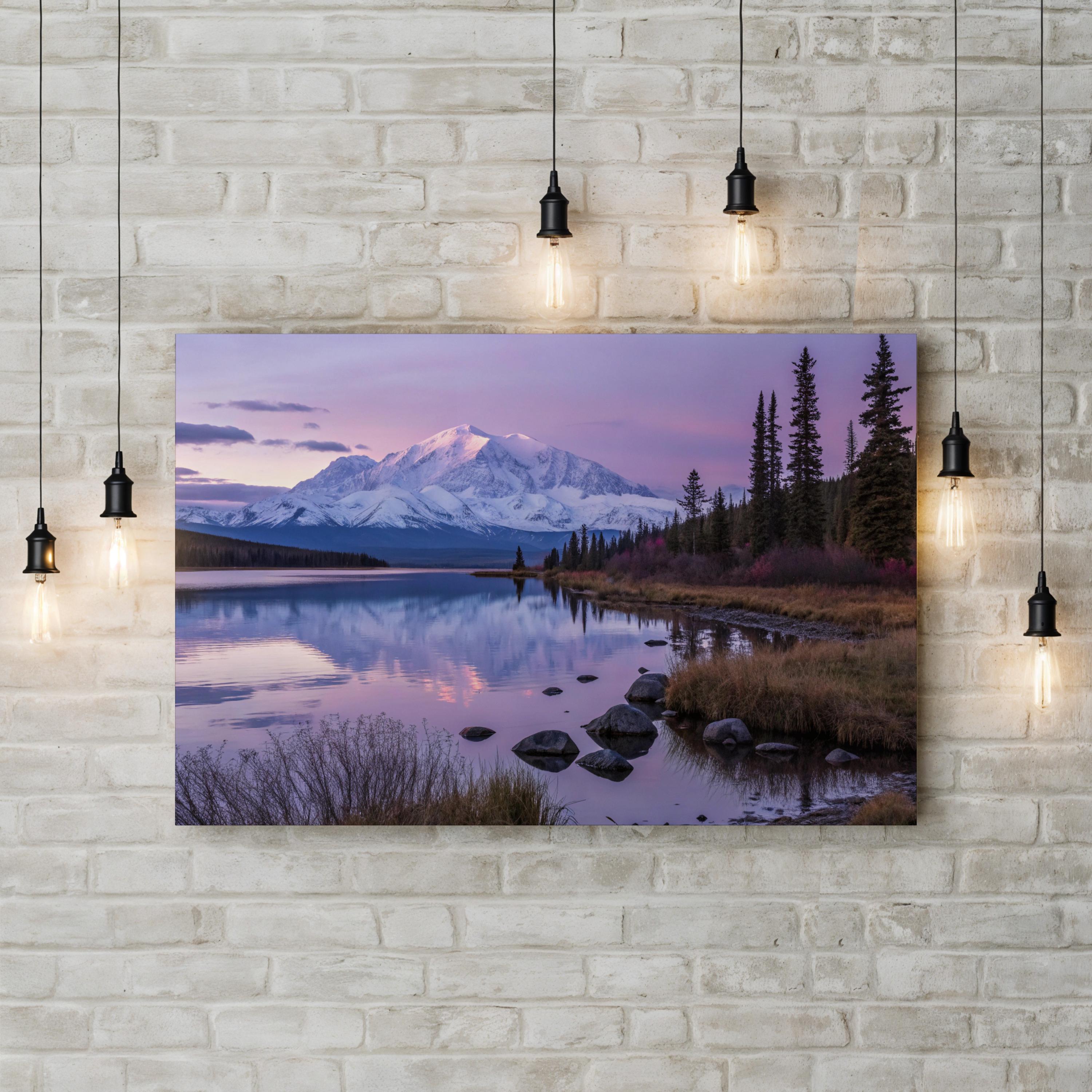 Abstract Watercolor Canvas Wall Art — Purple Reflections Landscape Print
