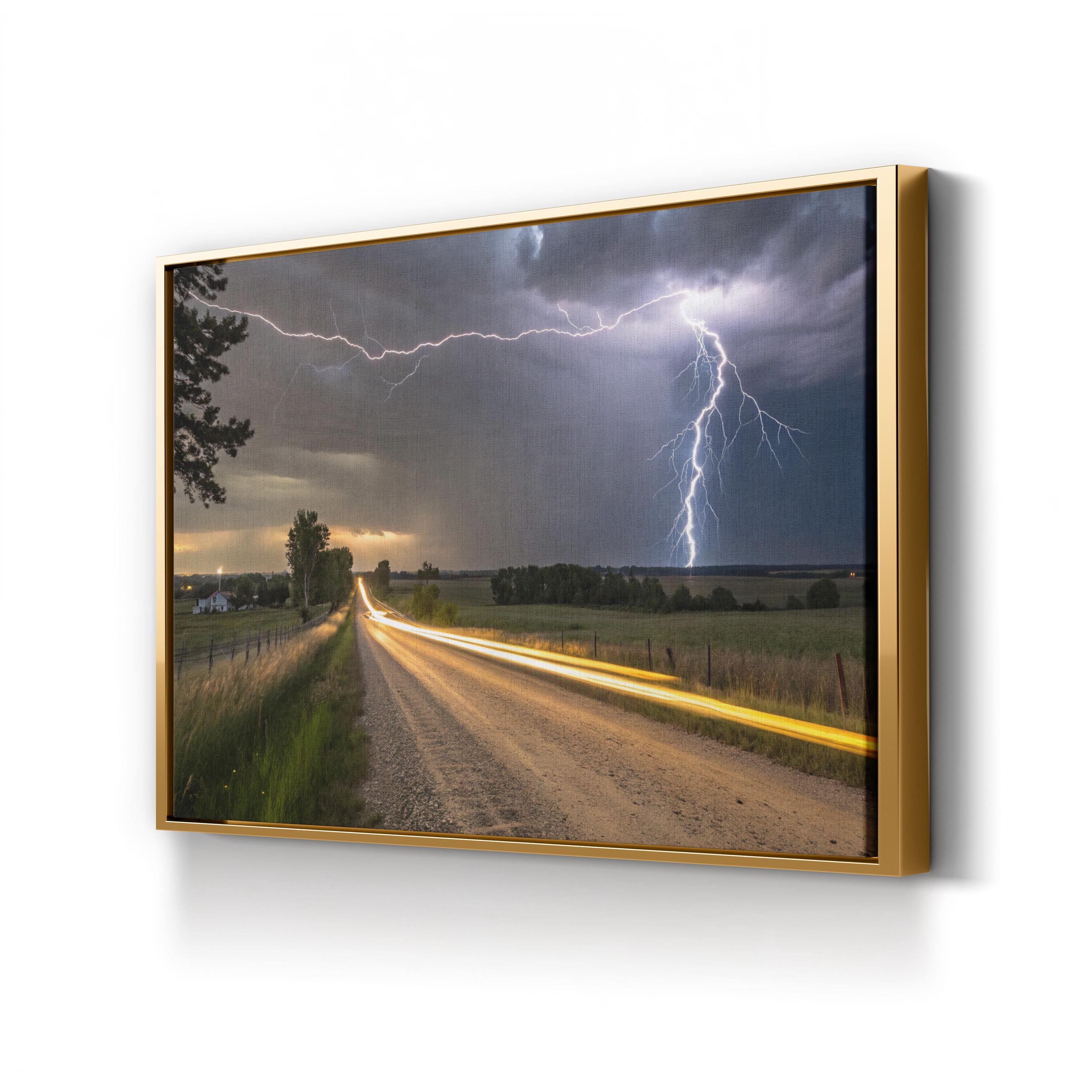 Purple Lightning Storm – Vintage Photography Wall Art | Dramatic Sky Canvas Print