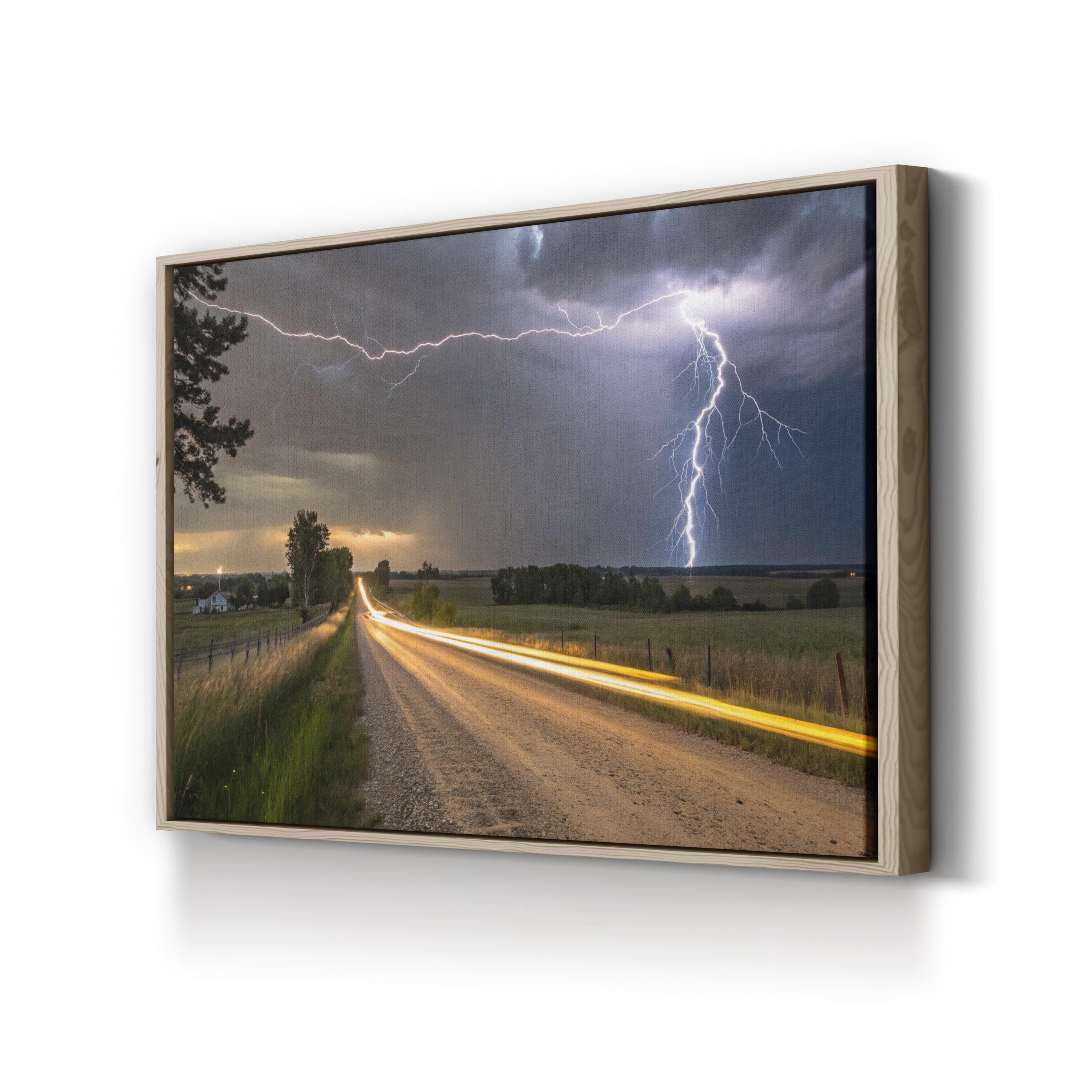Purple Lightning Storm – Vintage Photography Wall Art | Dramatic Sky Canvas Print