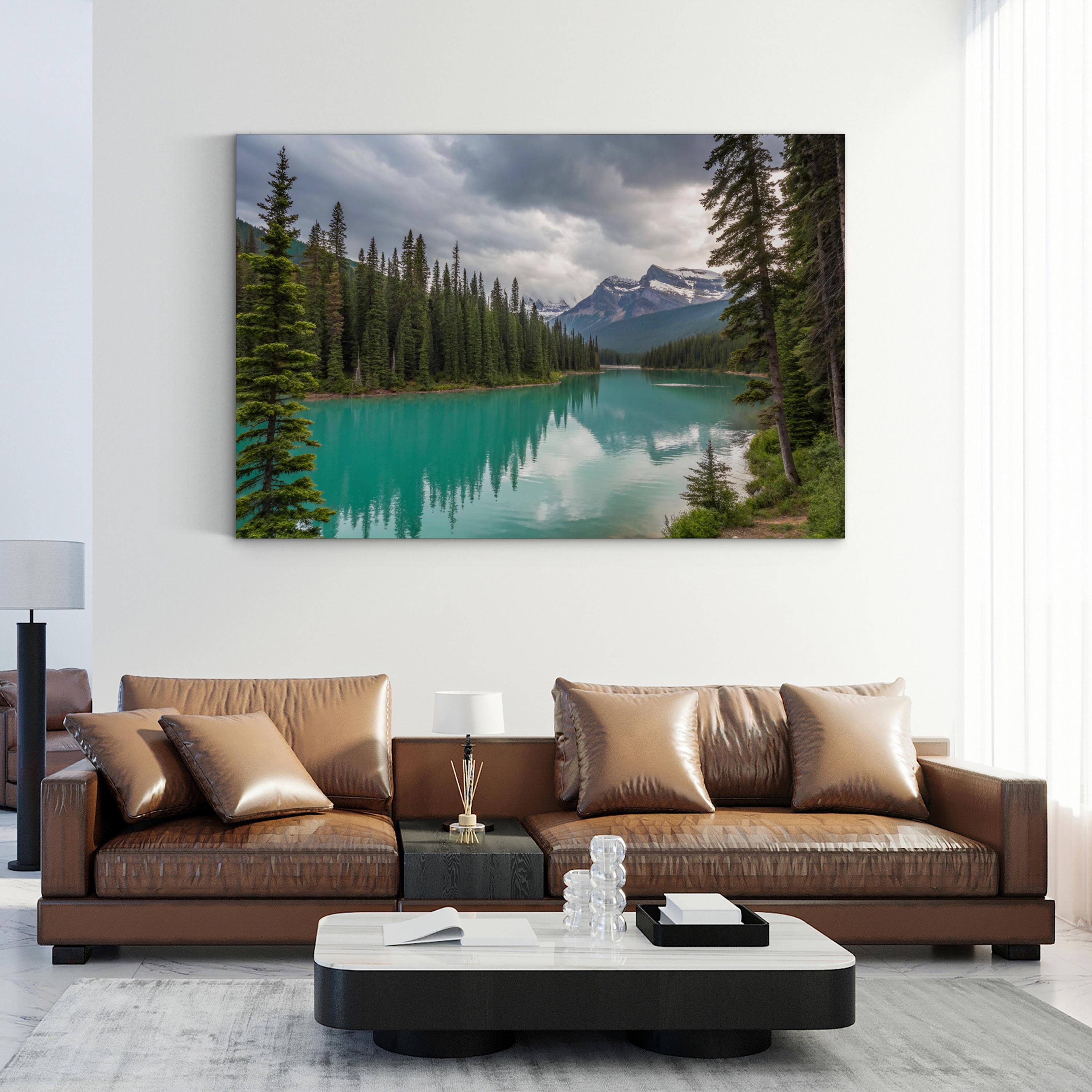 Mountain Lake Canvas Wall Art – Serene Alpine Landscape