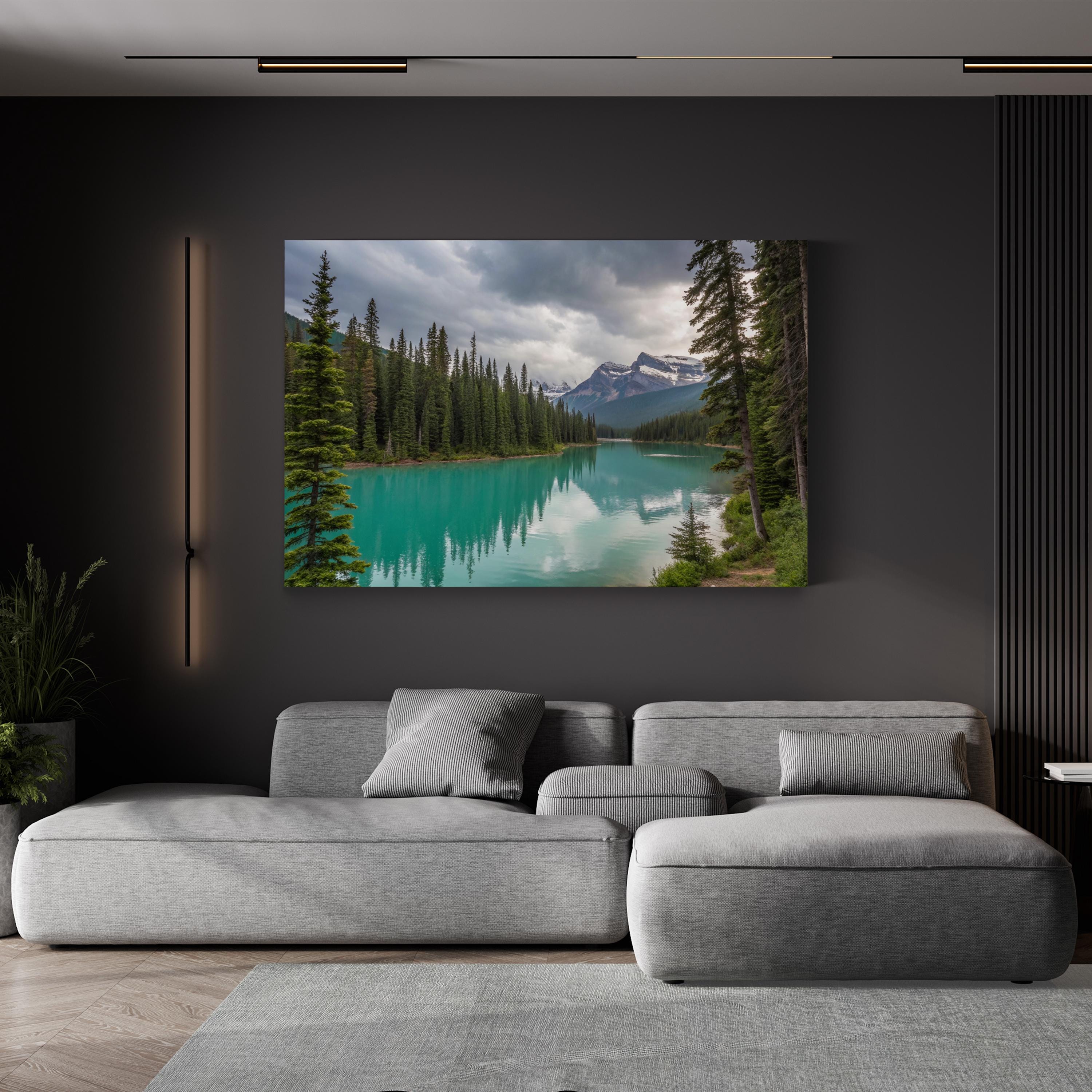 Mountain Lake Canvas Wall Art – Serene Alpine Landscape