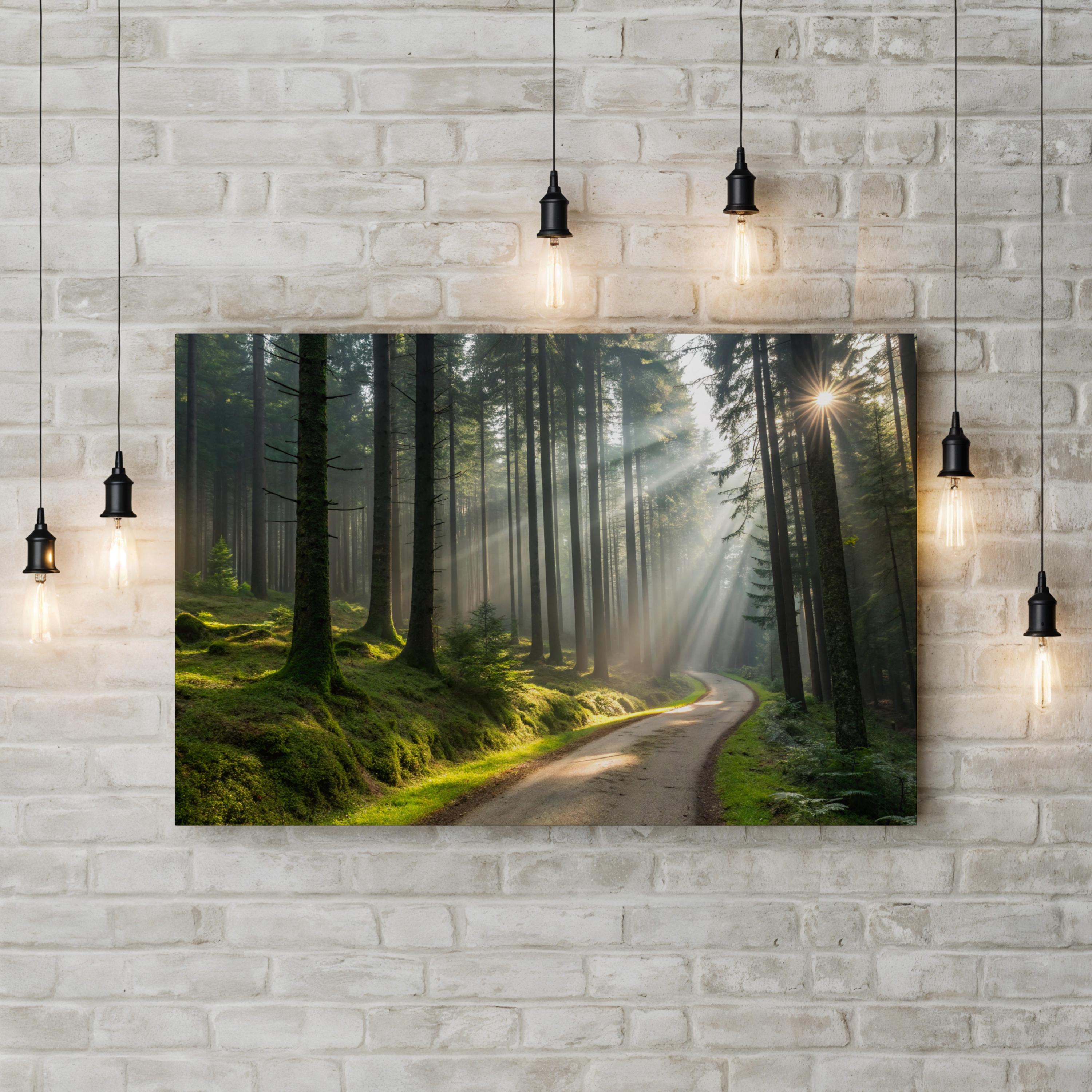 Forest Sunlight Path – Vintage Photography Wall Art | Woodland Landscape Canvas Print