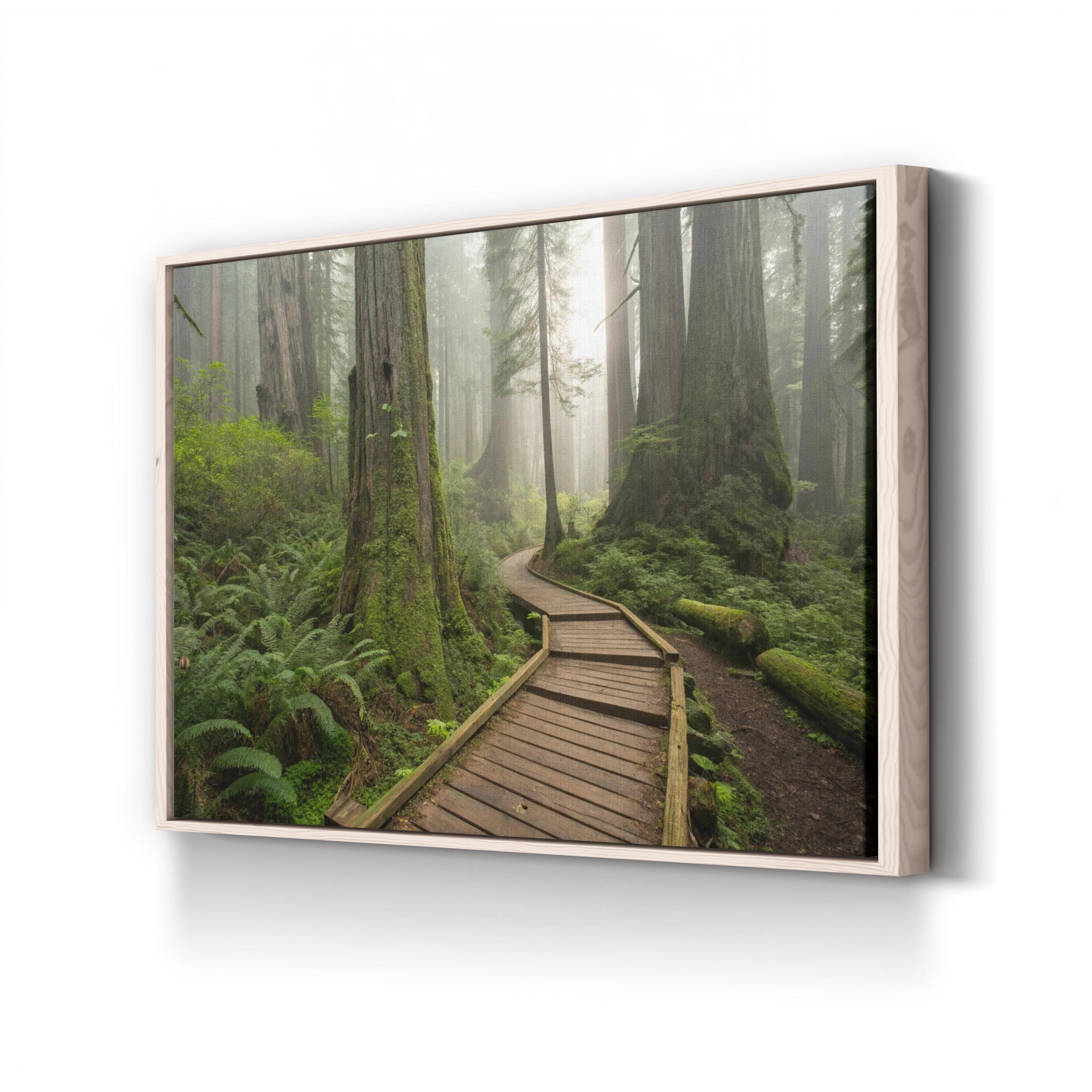 Misty Forest Pathway – Vintage Photography Wall Art | Serene Nature Canvas Print