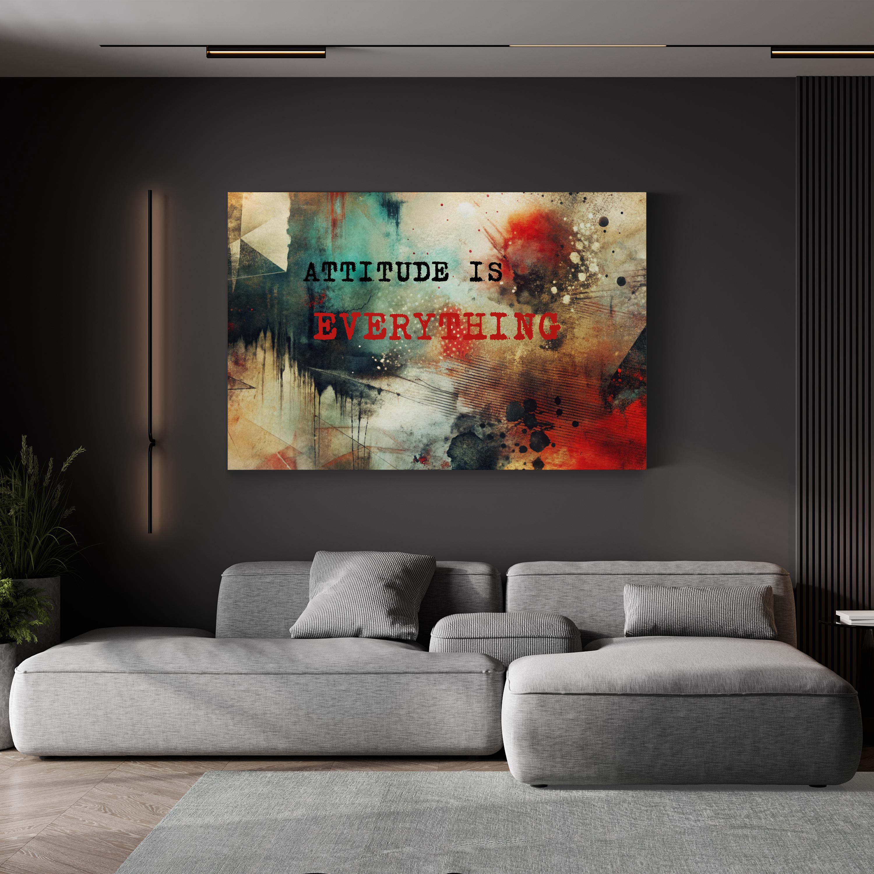 Attitude Is Everything Wall Art – Abstract Typographic Motivational Canvas