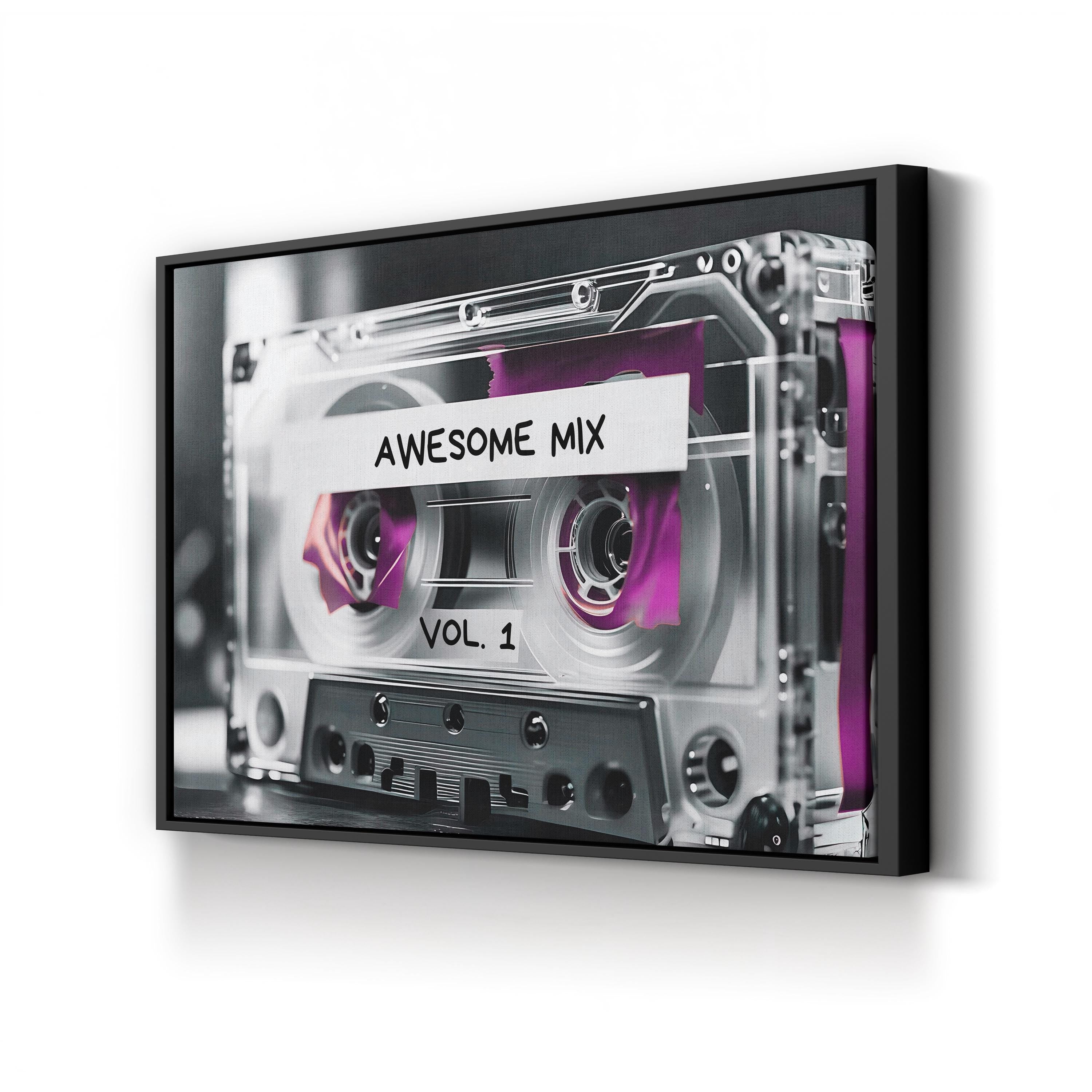 Awesome Mix Vol. 1 Cassette – Period Illustration Wall Art | Retro Music Canvas Print