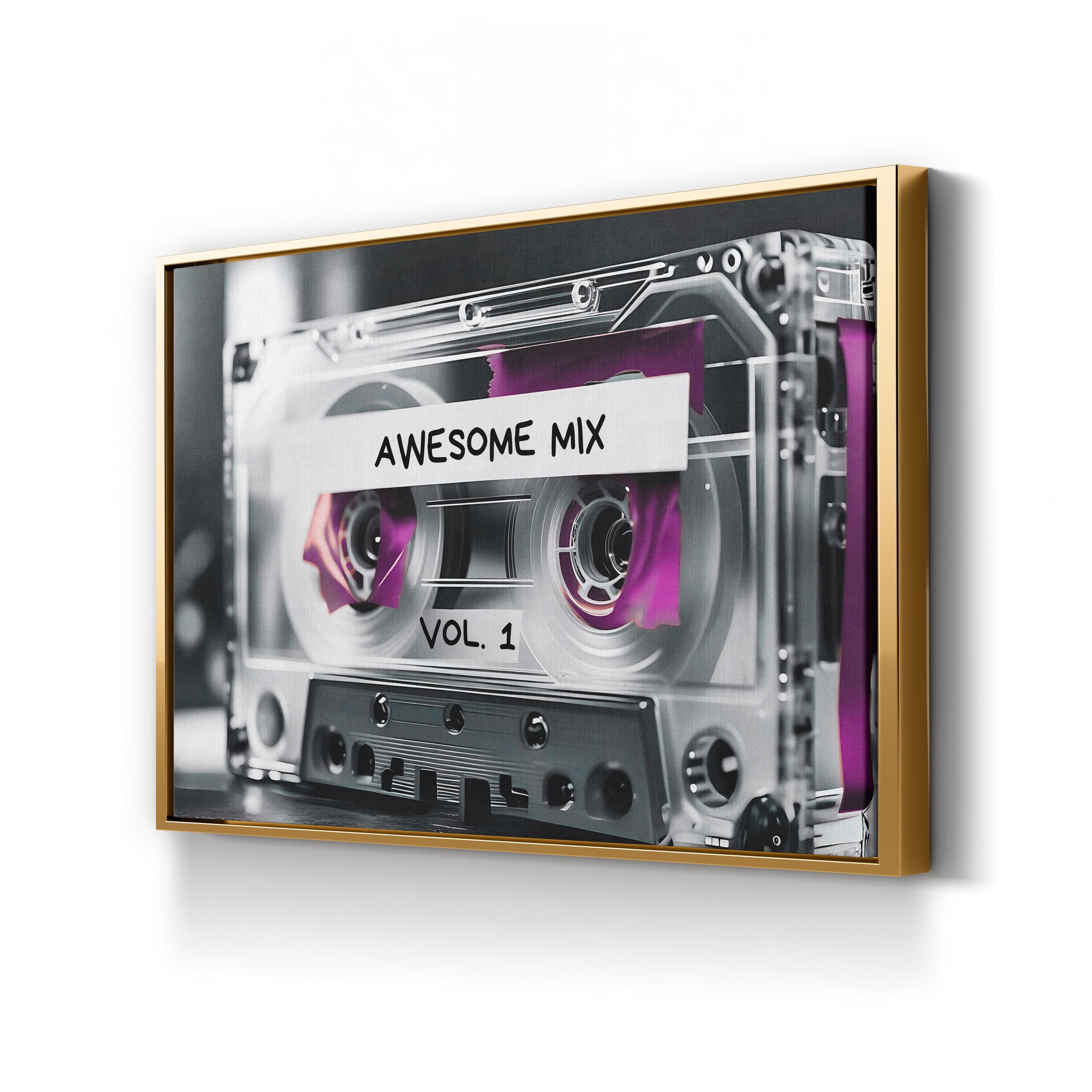 Awesome Mix Vol. 1 Cassette – Period Illustration Wall Art | Retro Music Canvas Print