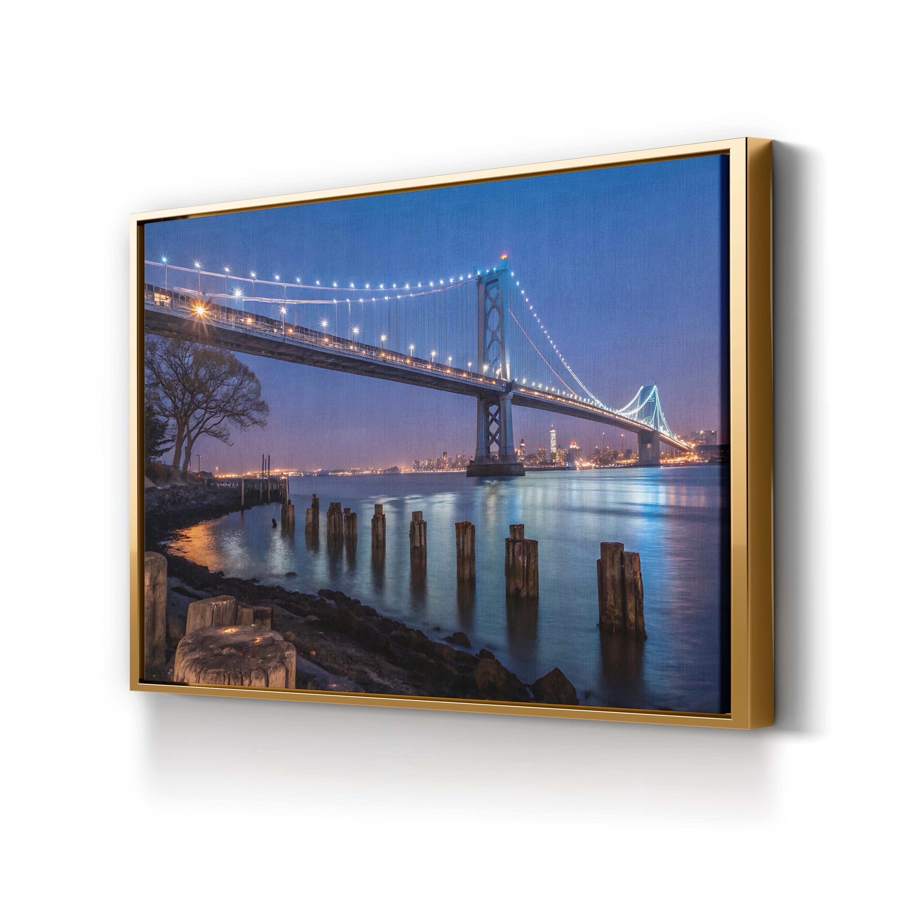 San Francisco Bay Bridge Night – Vintage Photography Wall Art | Cityscape Canvas Print