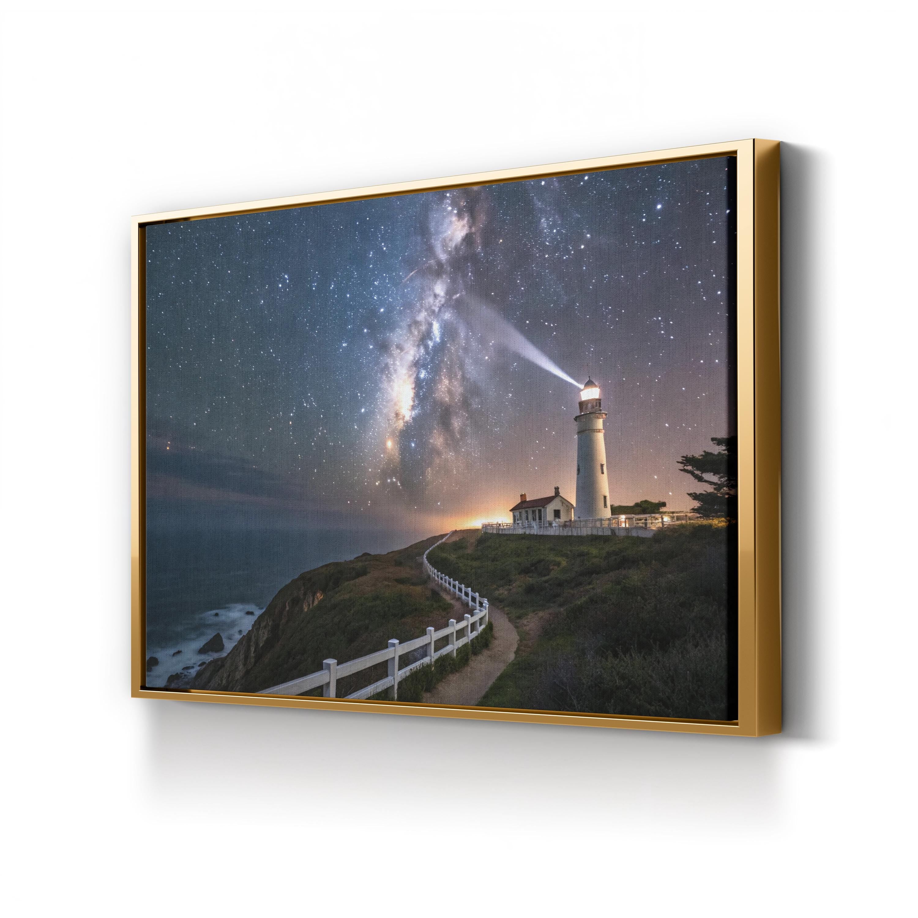 Pigeon Point Lighthouse – Vintage Photography Wall Art | Starry Night Coastal Canvas Print