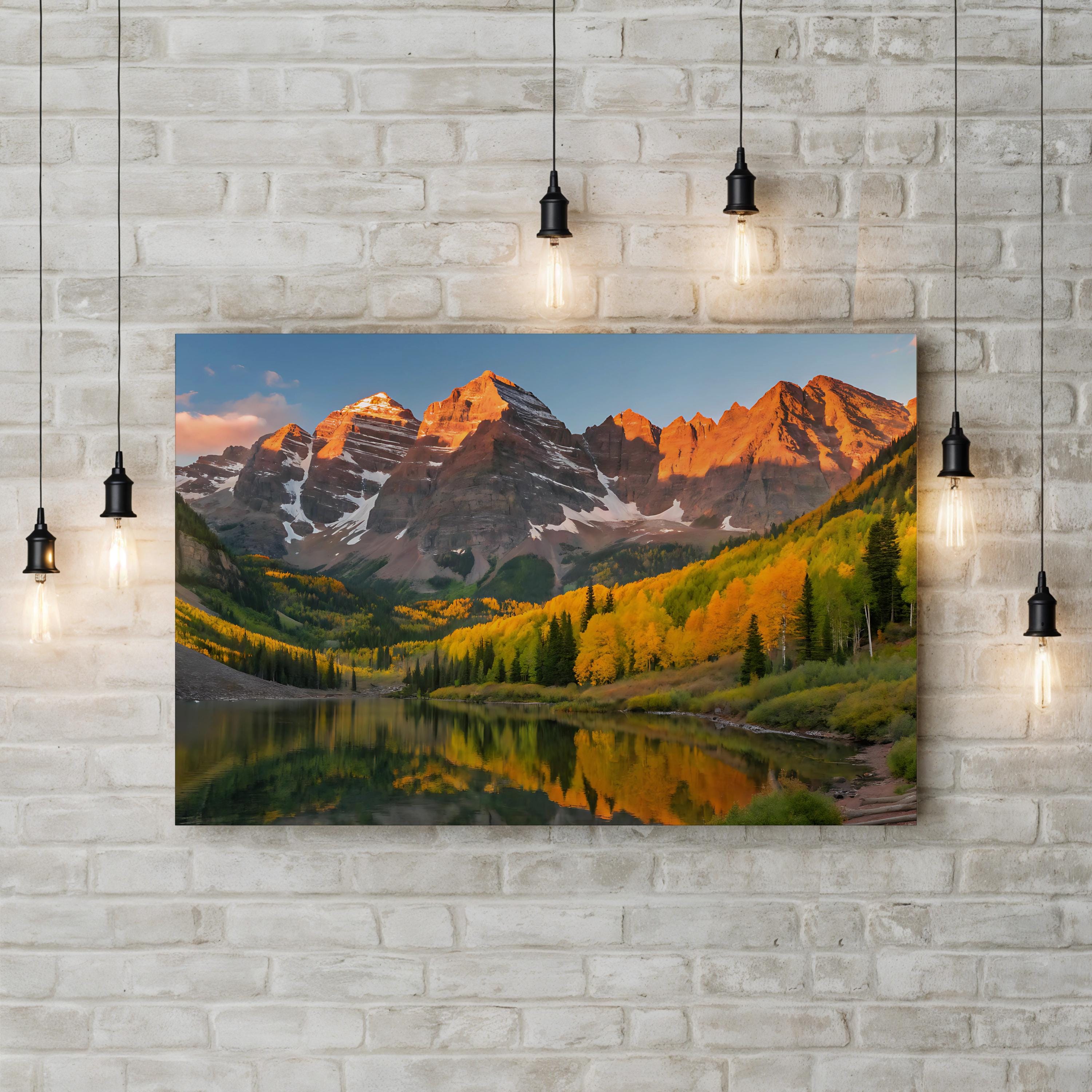 Majestic Mountain Lake Autumn – Vintage Photography Wall Art | Alpine Landscape Canvas Print