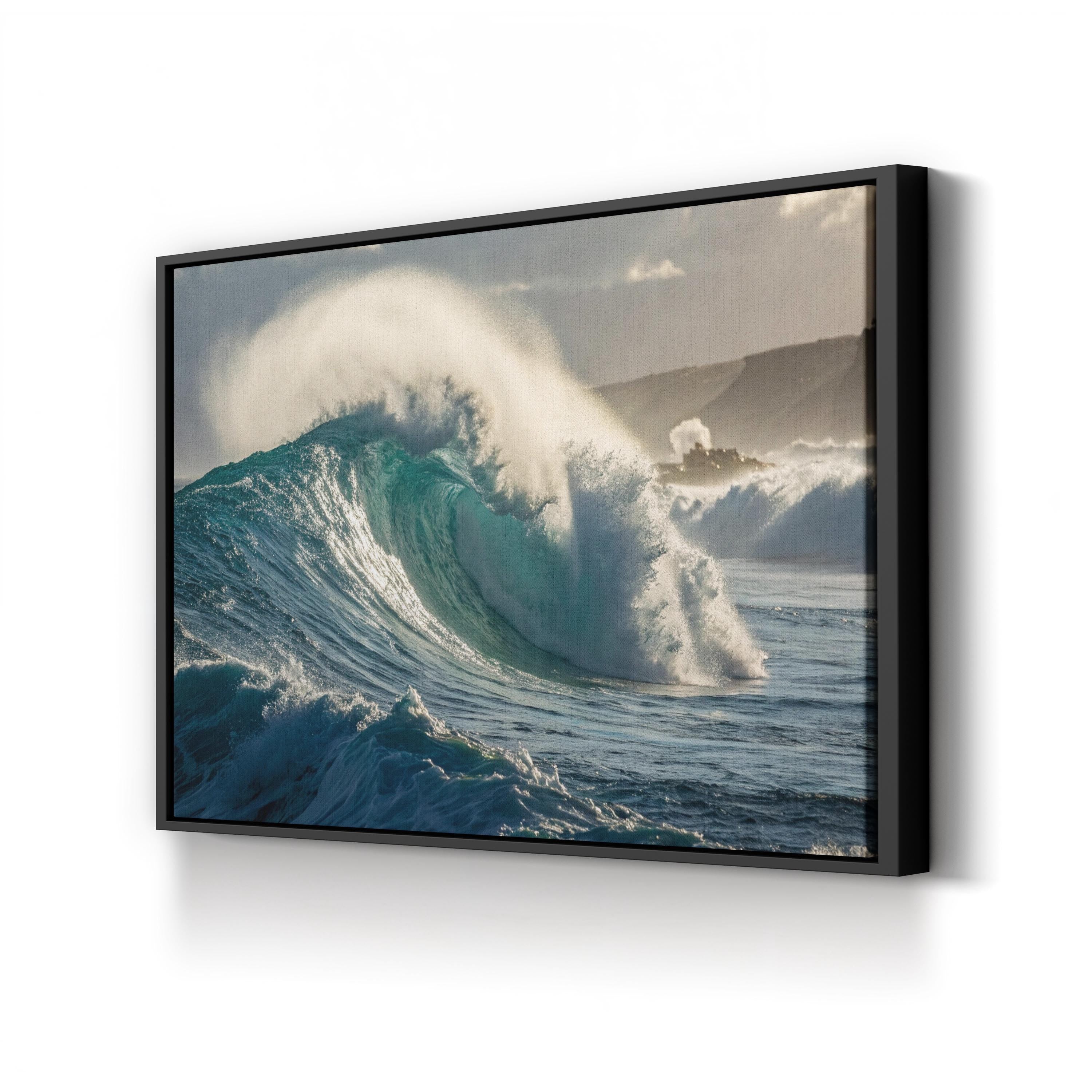 Big Wave Coastal Landscape – Period Illustration Wall Art | Framed Seascape Canvas Print