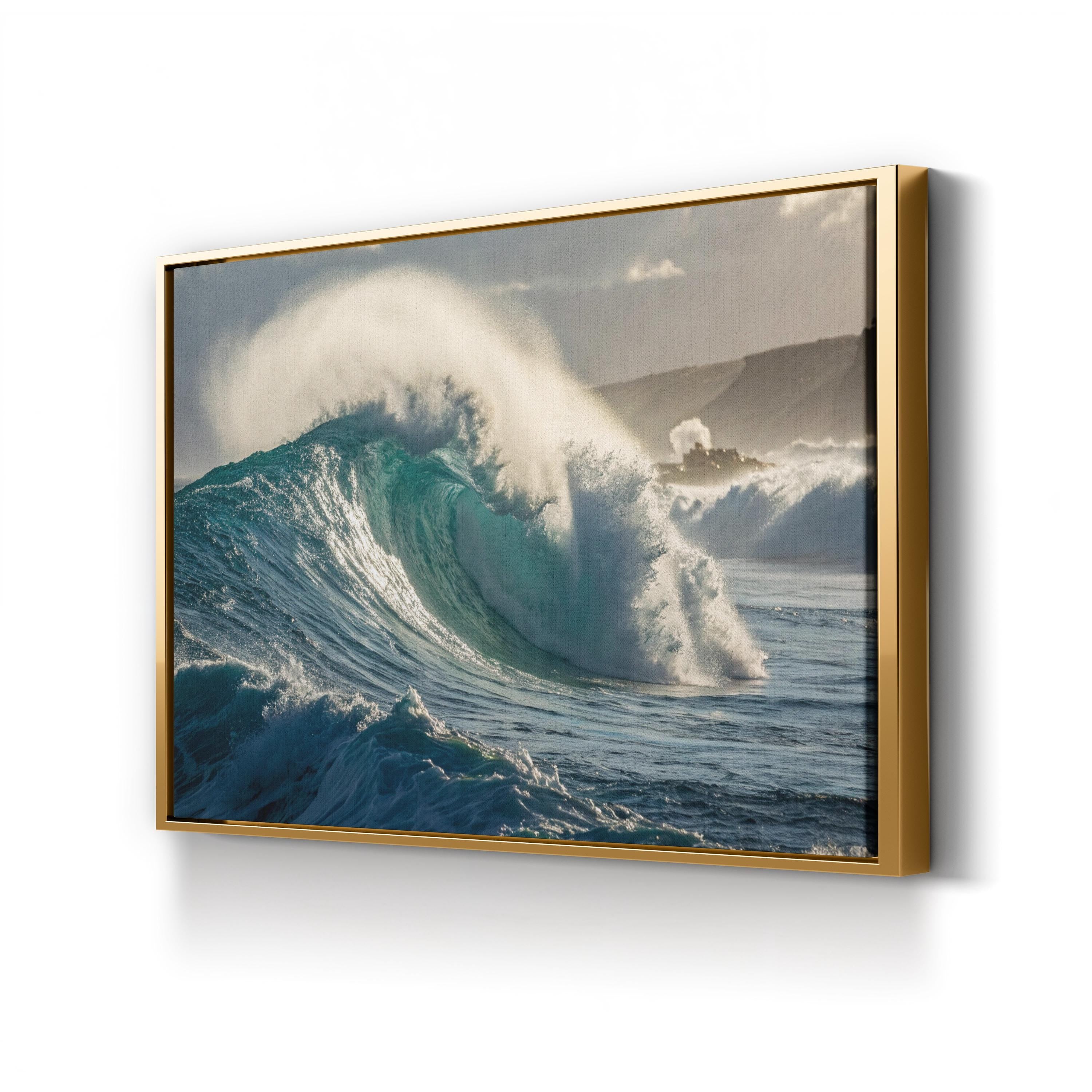 Big Wave Coastal Landscape – Period Illustration Wall Art | Framed Seascape Canvas Print