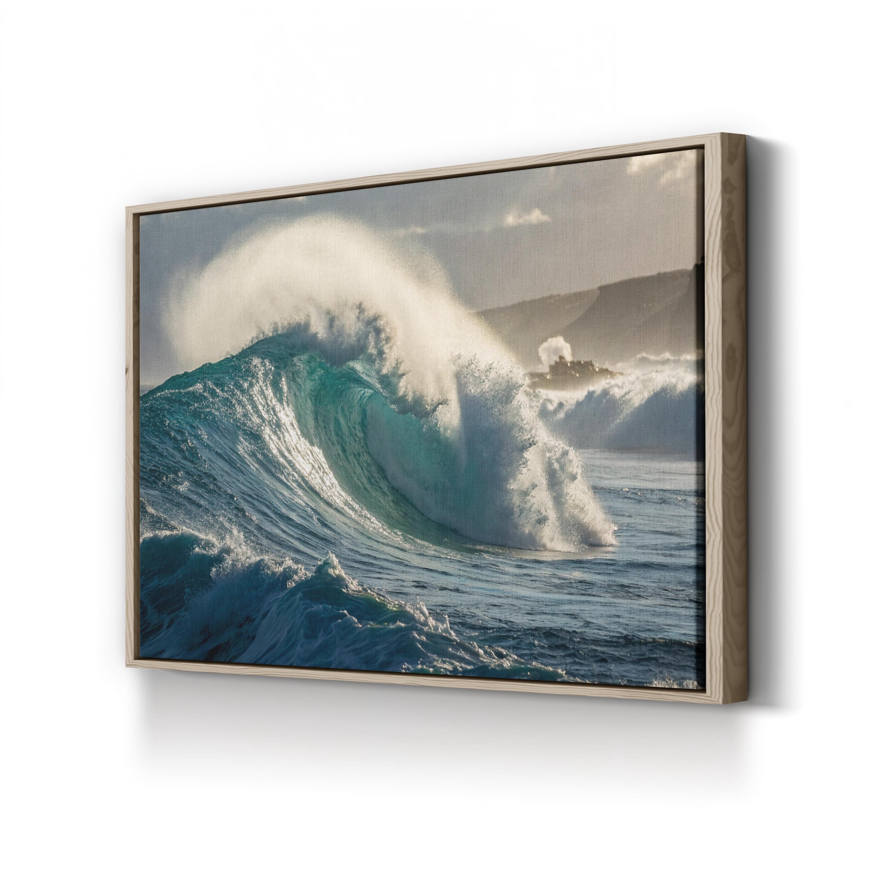 Big Wave Coastal Landscape – Period Illustration Wall Art | Framed Seascape Canvas Print