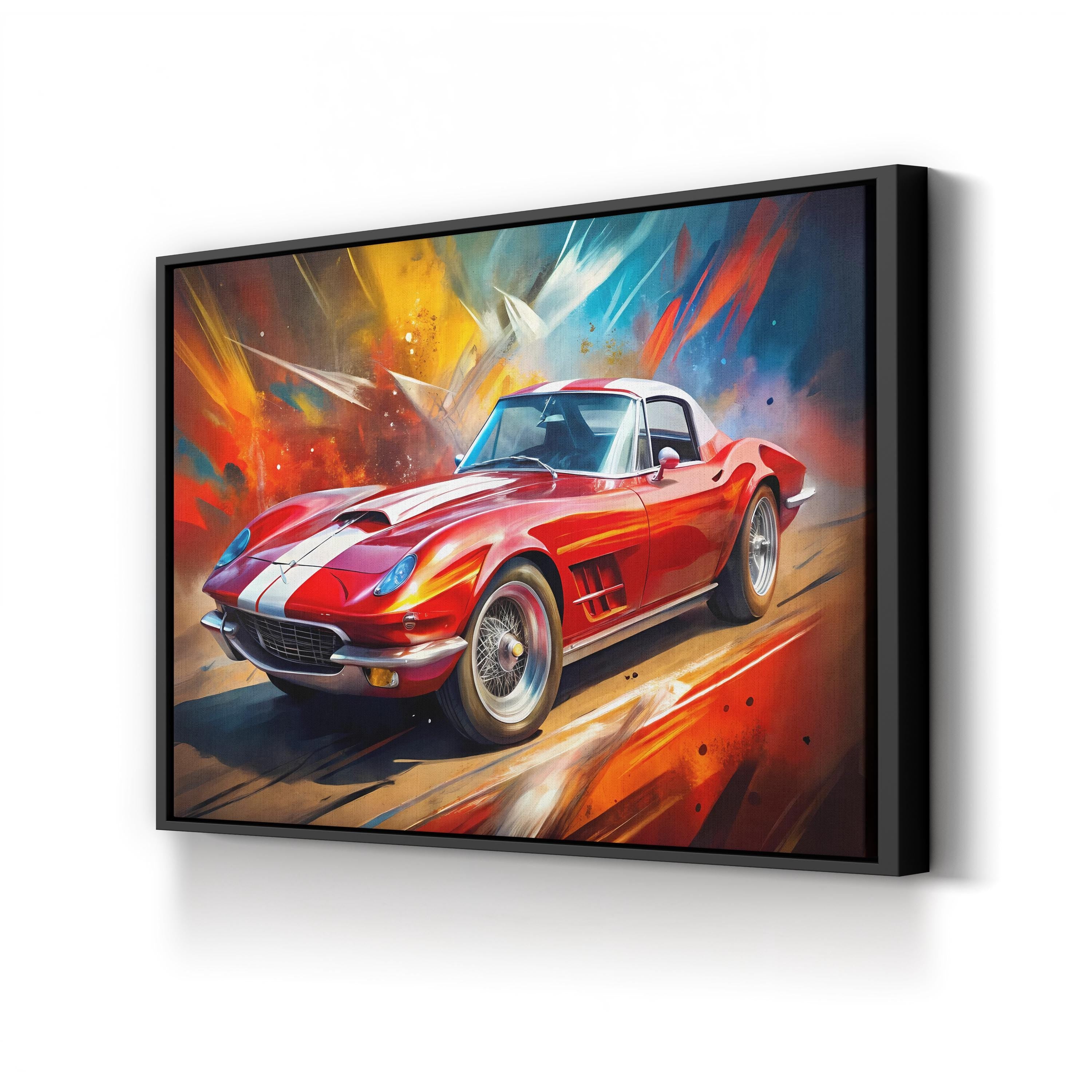 Classic Red Sports Car – Period Illustration Wall Art | Painterly Automotive Canvas Print