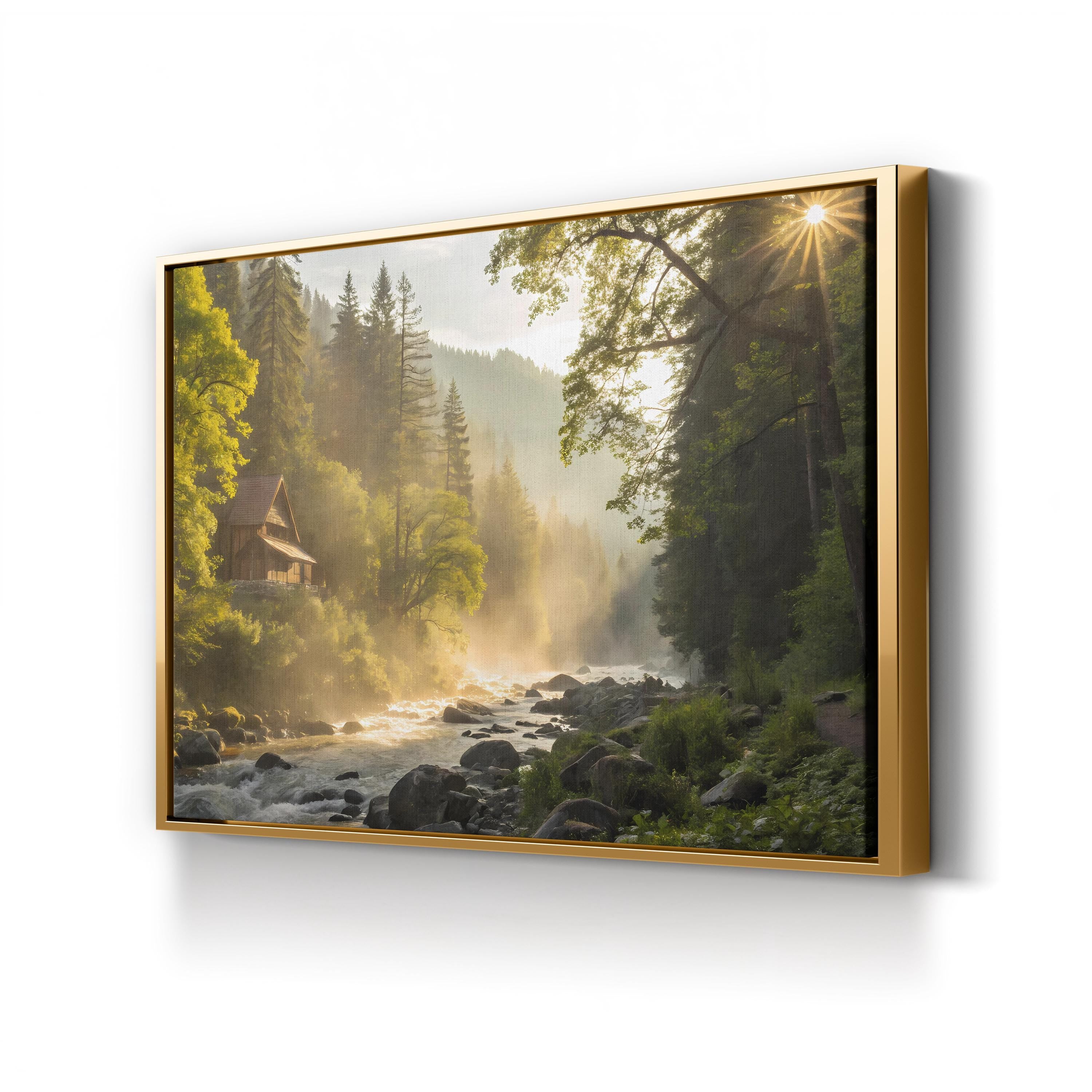 Forest Sunlight Riverbed – Vintage Photography Wall Art | Dynamic Light Canvas Print