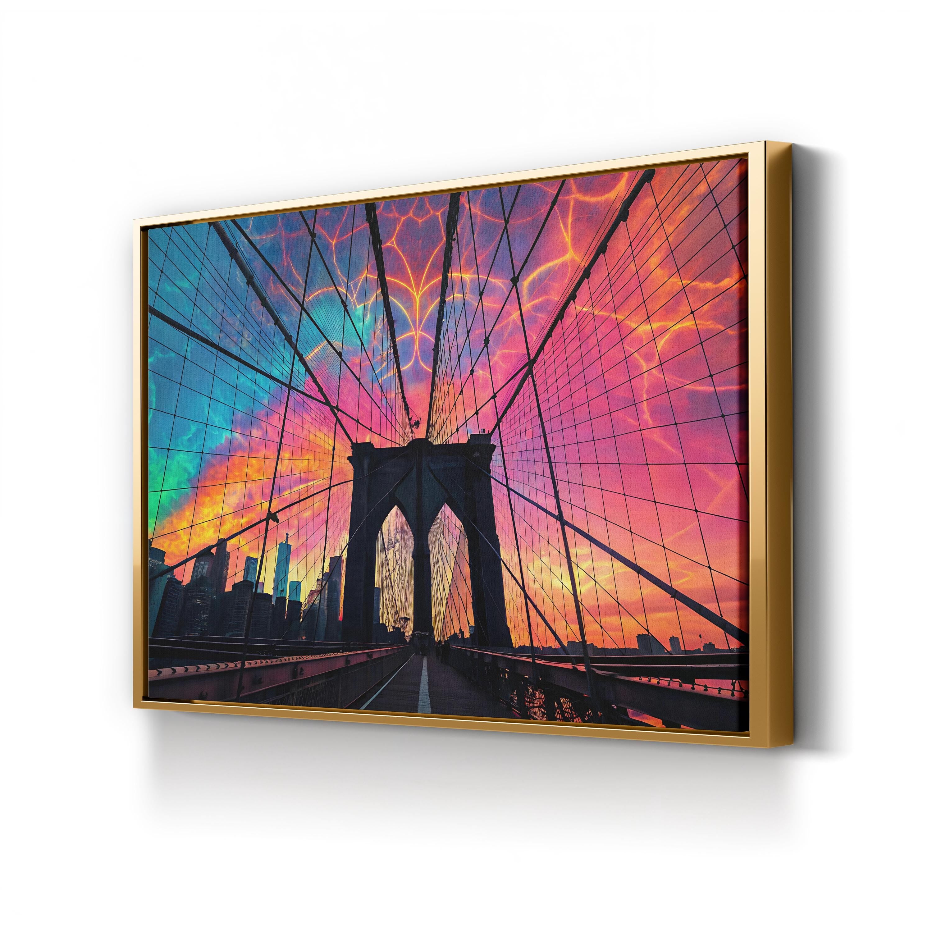 Brooklyn Bridge Architecture – Period Illustration Wall Art | New York Cityscape Canvas Print