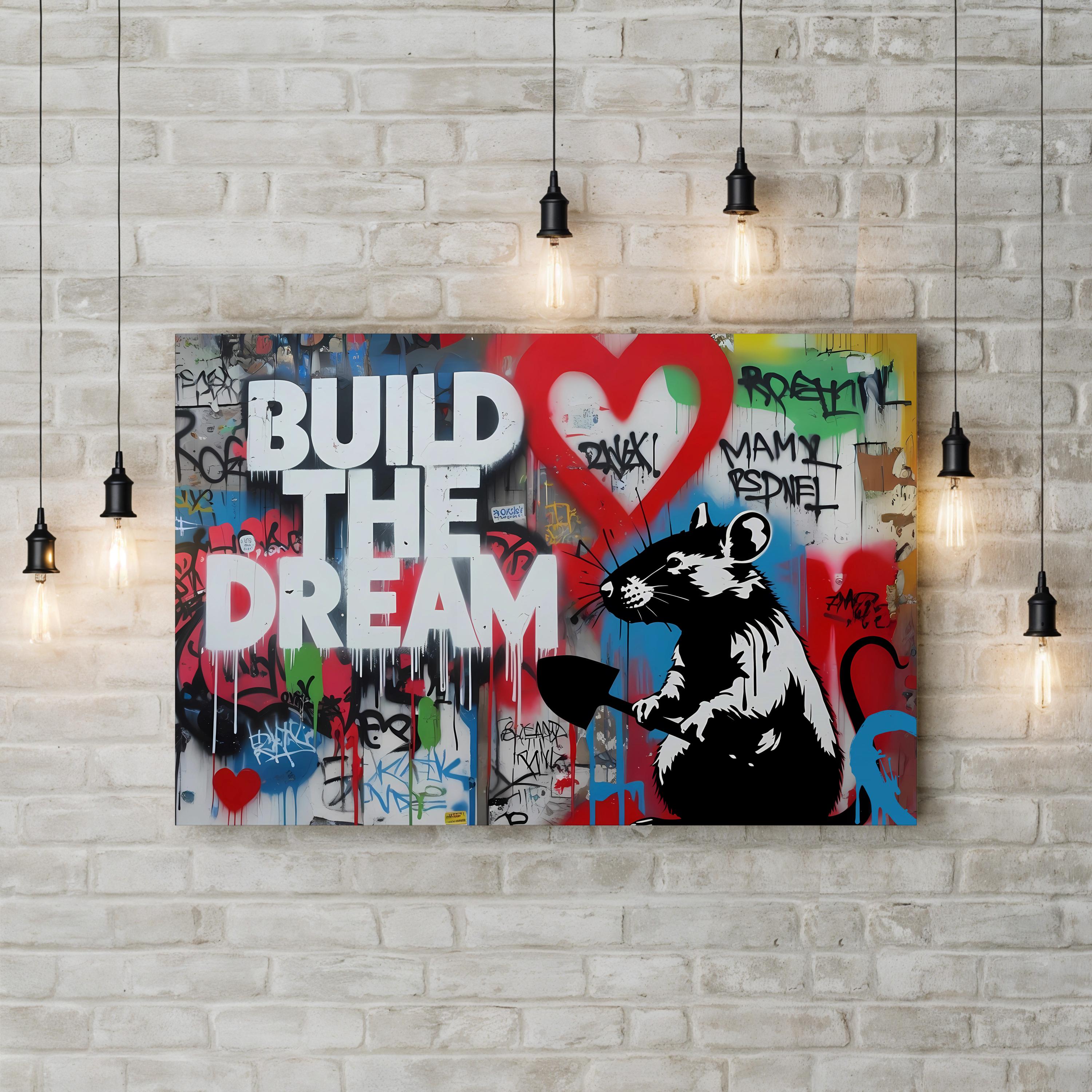 Build The Dream Inspirational Quote Graffiti Wall Art