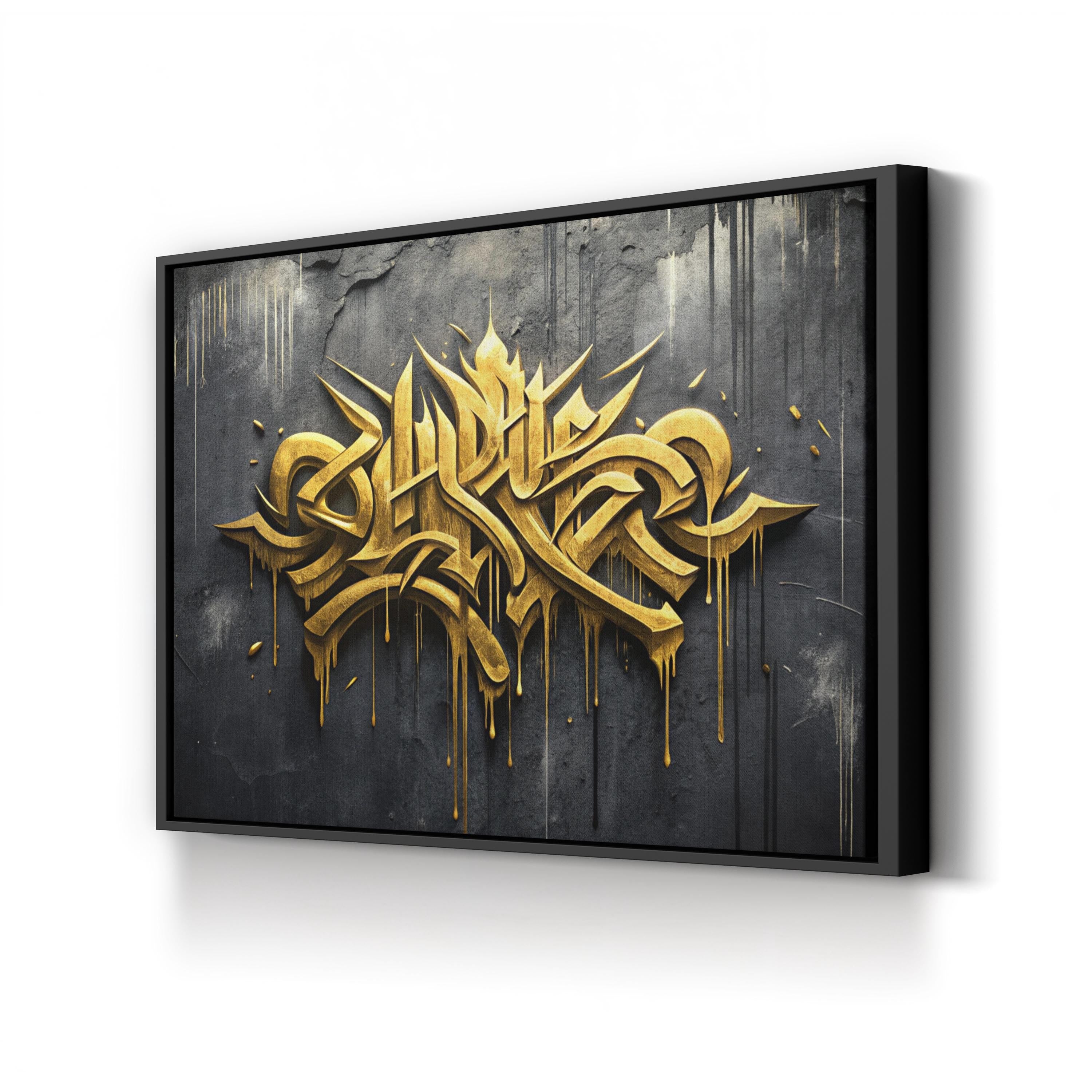 Calligraphy IX Gold Abstract – Period Illustration Wall Art | Typographic Canvas Print