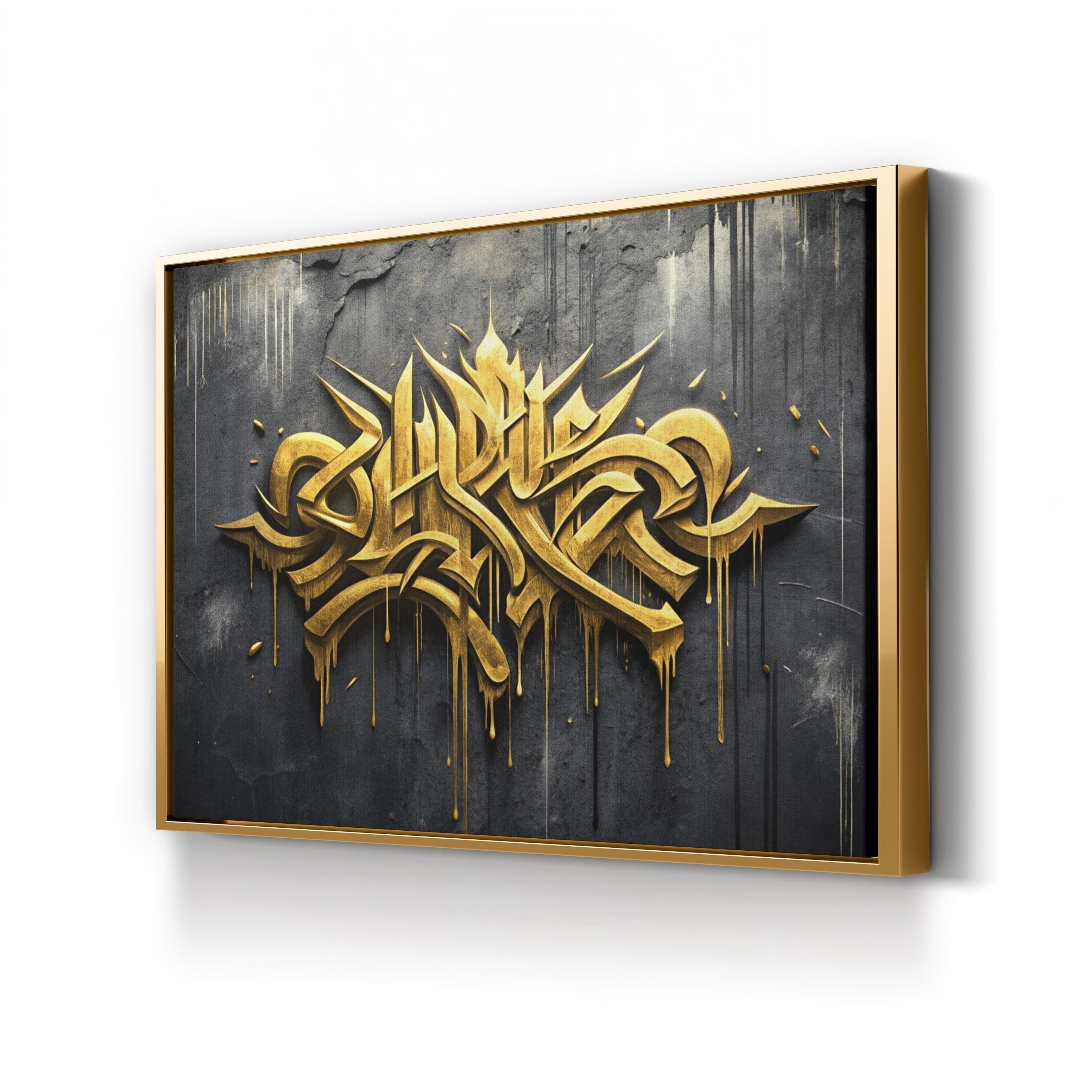 Calligraphy IX Gold Abstract – Period Illustration Wall Art | Typographic Canvas Print