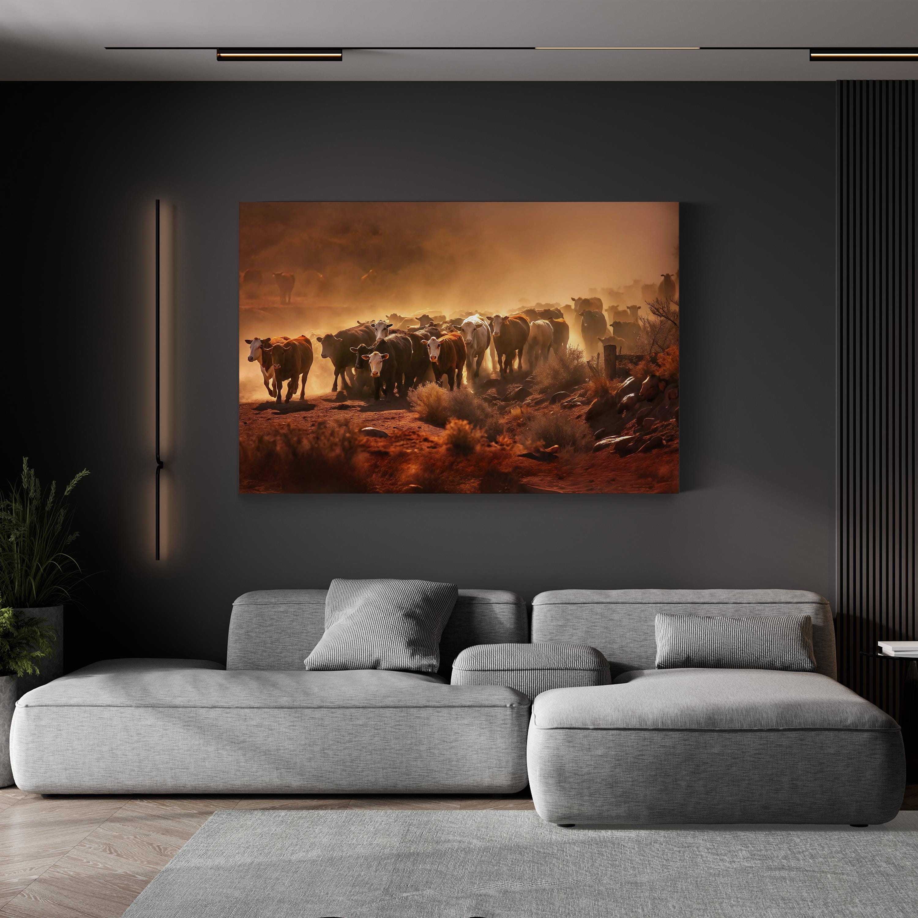 Cattle Staredown – Vintage Photography Wall Art | Desert Wildlife Canvas Print