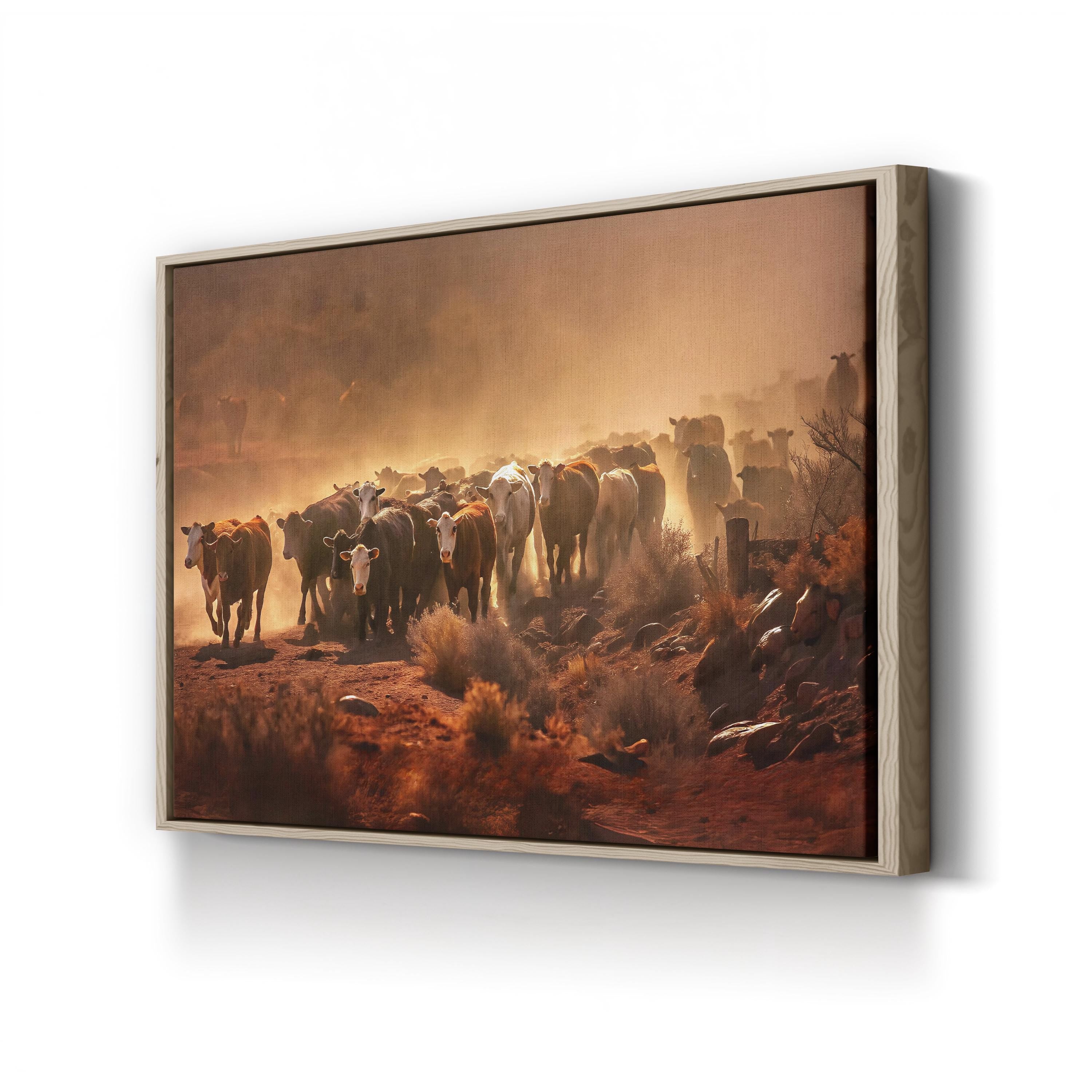 Cattle Staredown – Vintage Photography Wall Art | Desert Wildlife Canvas Print