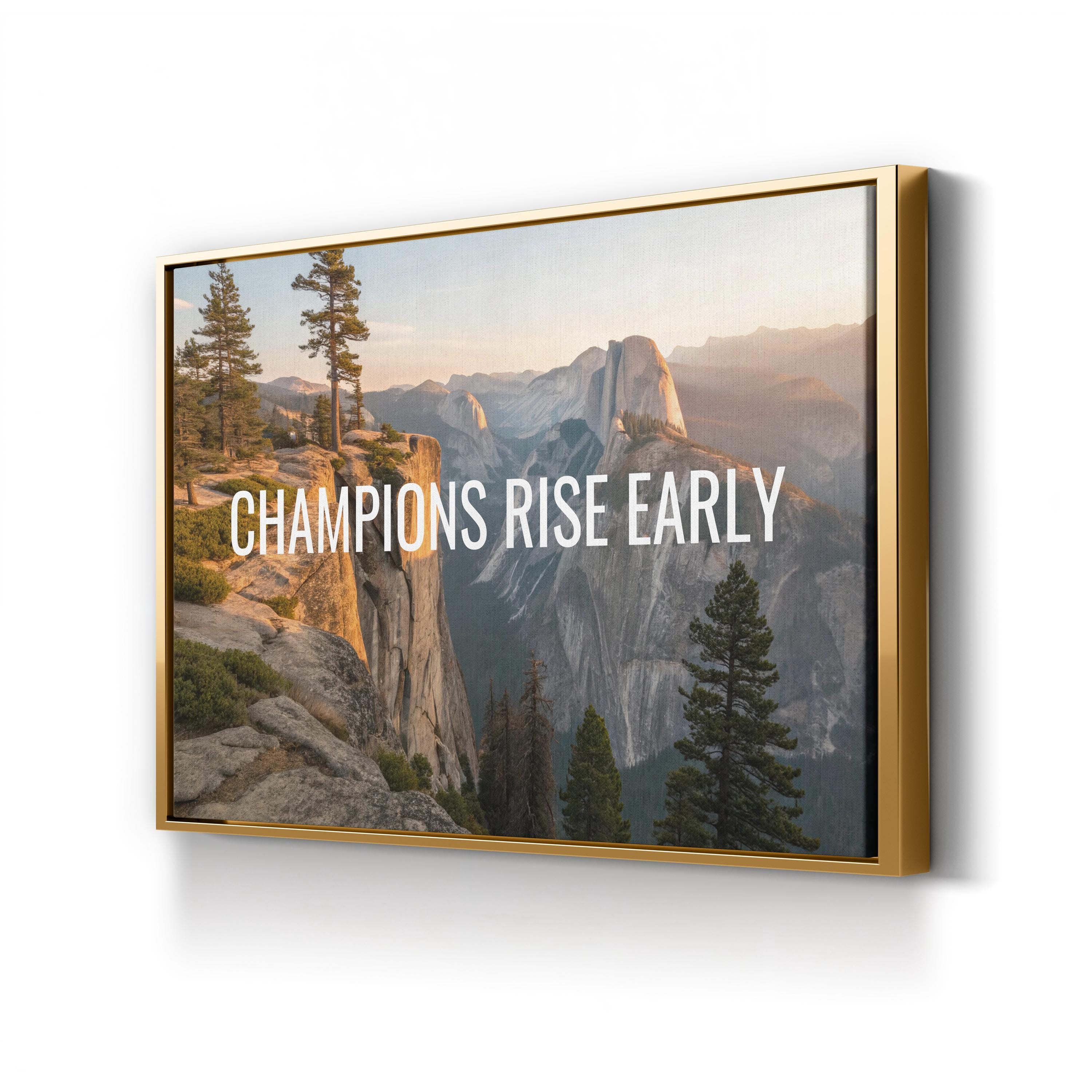 Champions Rise Early: Motivational Mountain Sunrise Canvas Print
