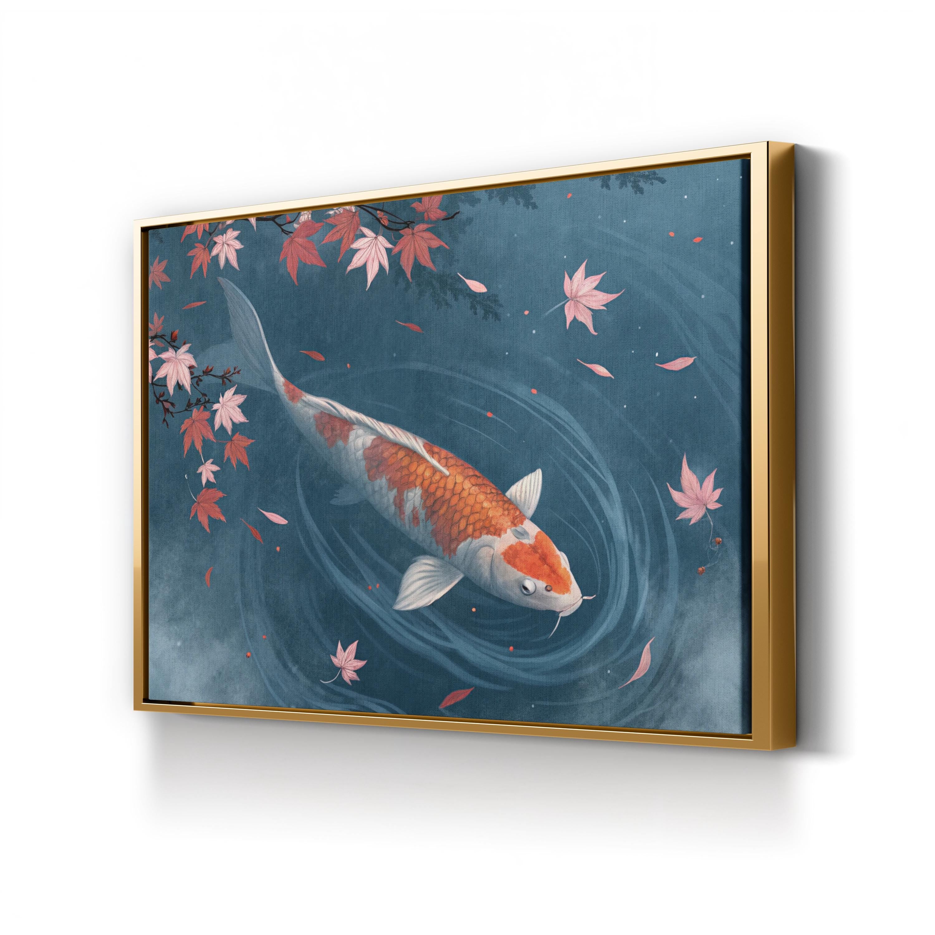 Cherry Blossom Koi Fish – Period Illustration Wall Art | Serene Japanese Canvas Print