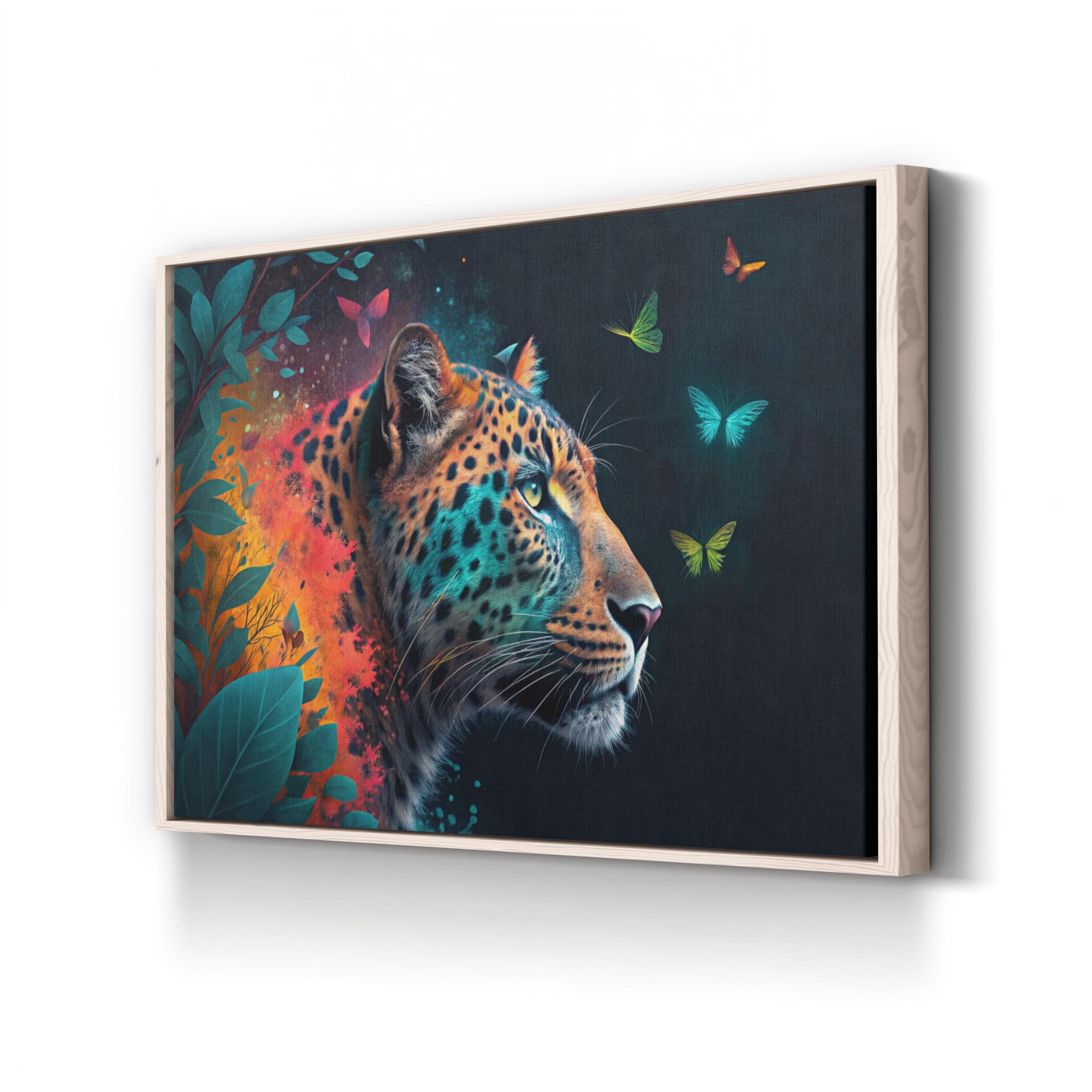 Colorful Leopard – Period Illustration Wall Art | Abstract Wildlife Canvas Print