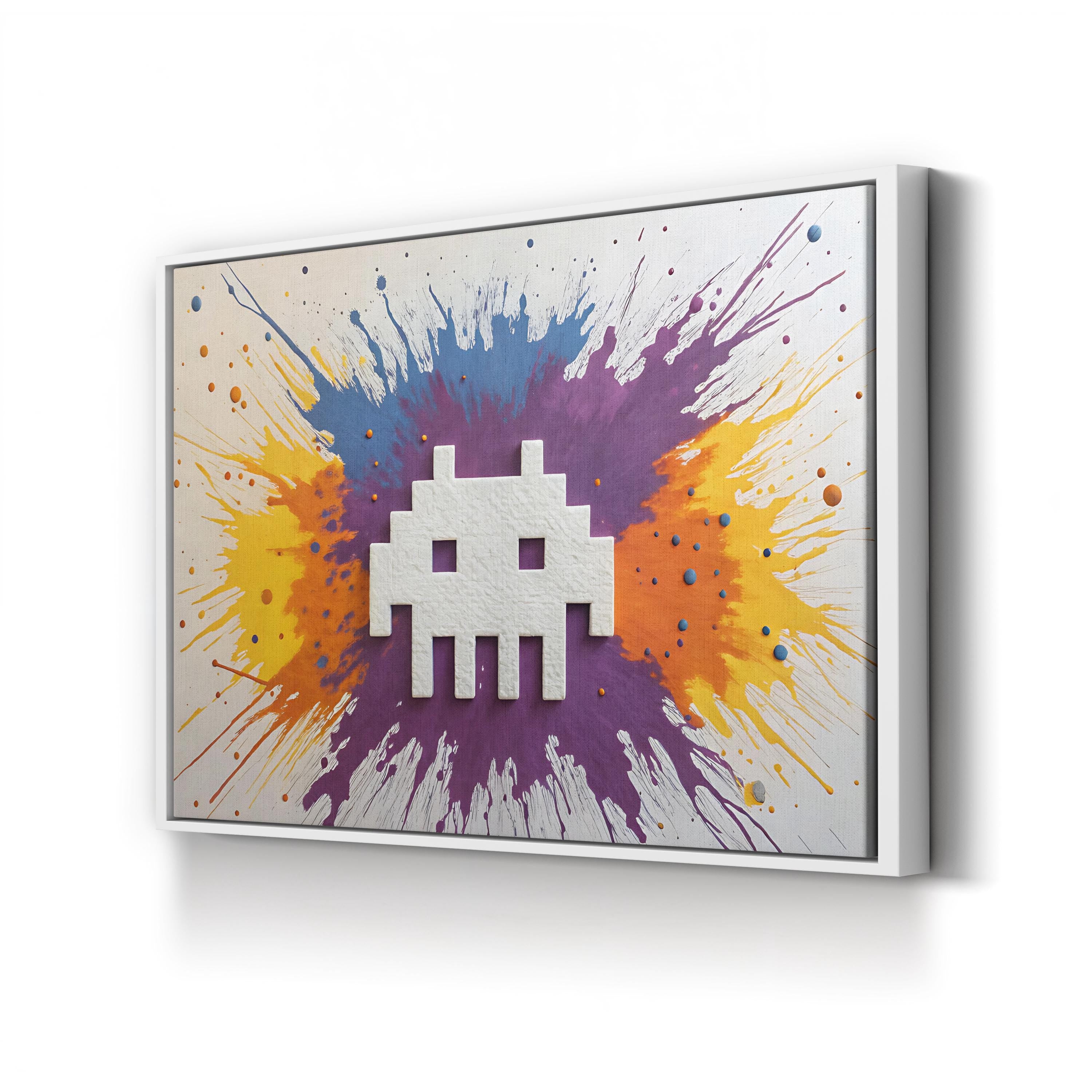 Space Invader Arcade Pop – Period Illustration Wall Art | Retro Canvas Print