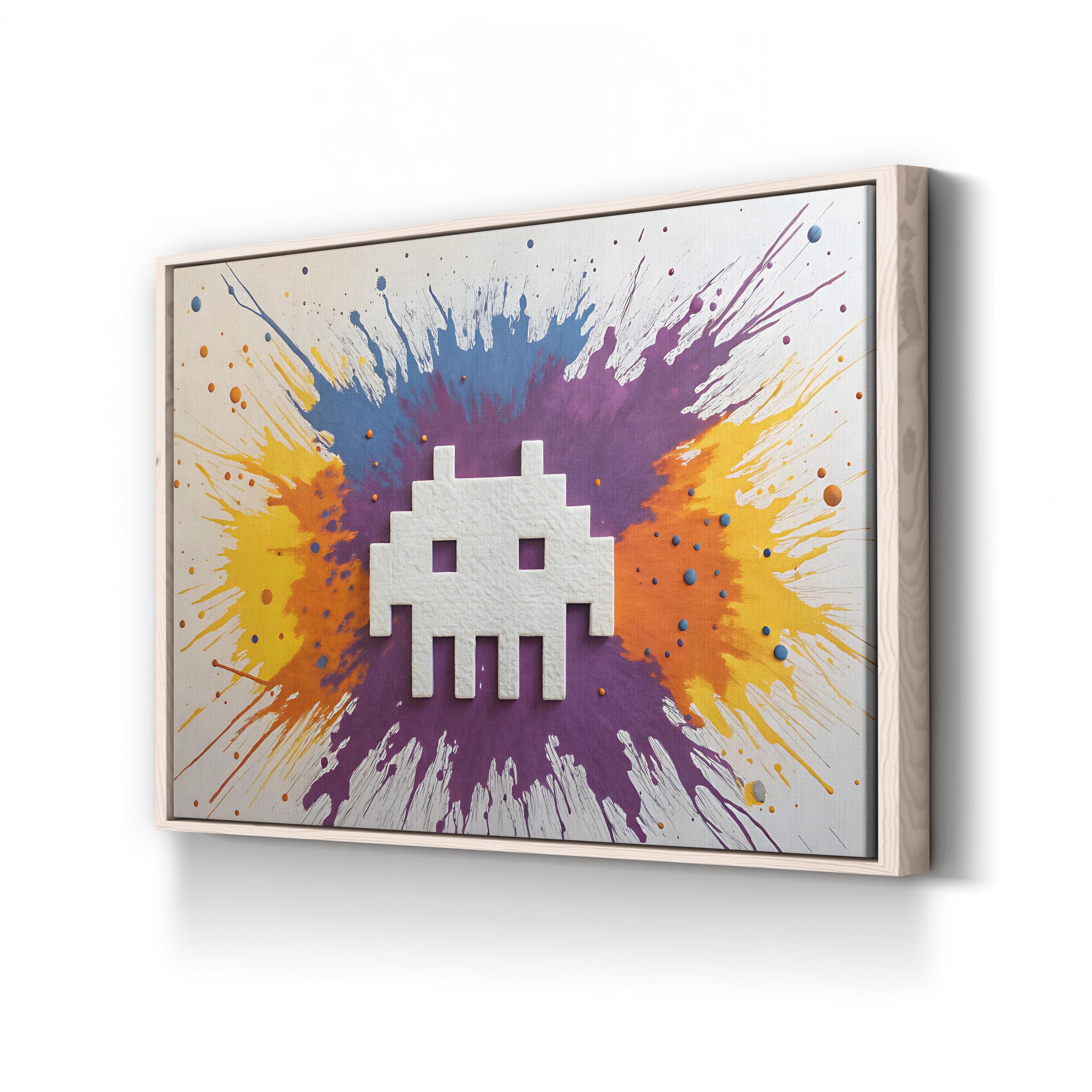 Space Invader Arcade Pop – Period Illustration Wall Art | Retro Canvas Print