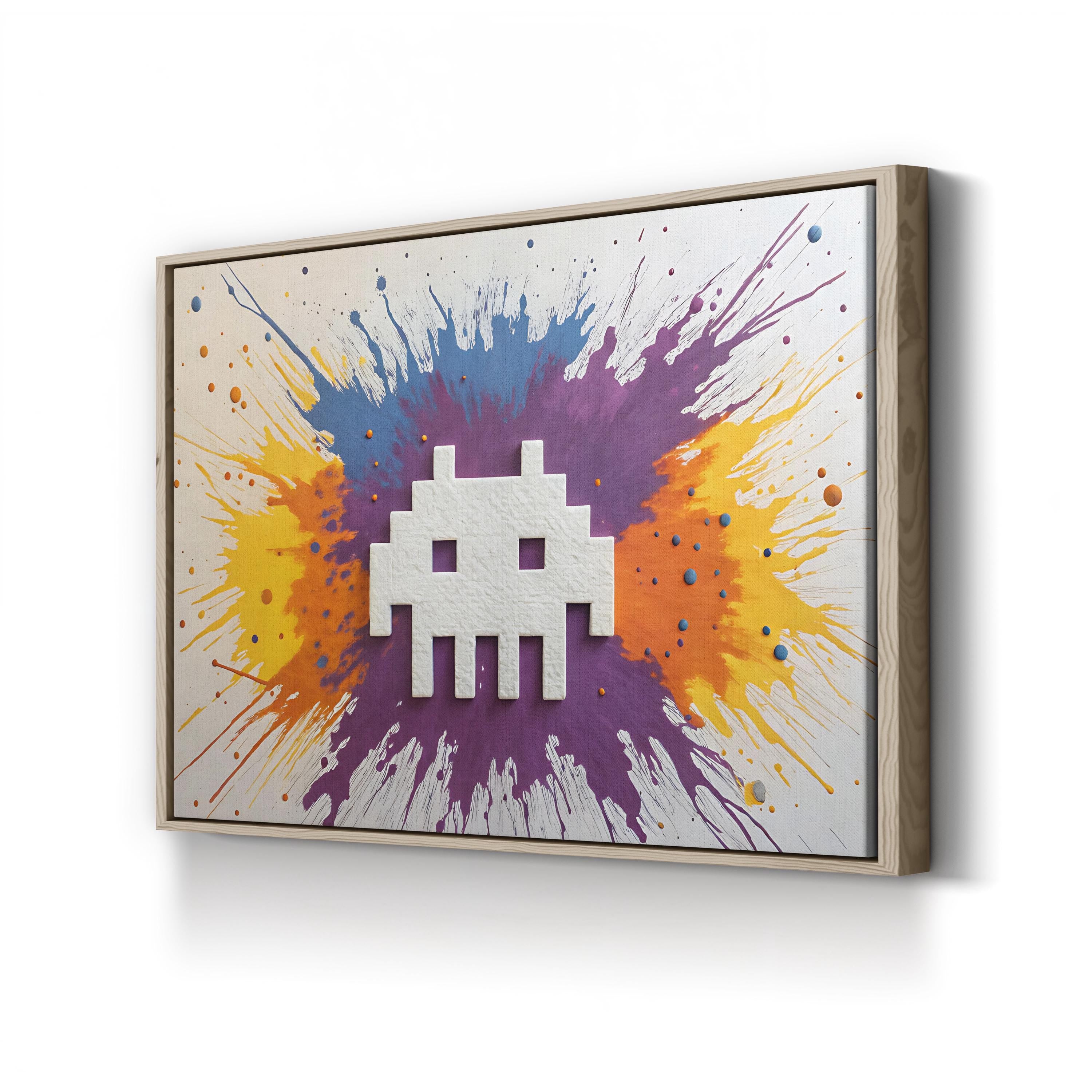 Space Invader Arcade Pop – Period Illustration Wall Art | Retro Canvas Print