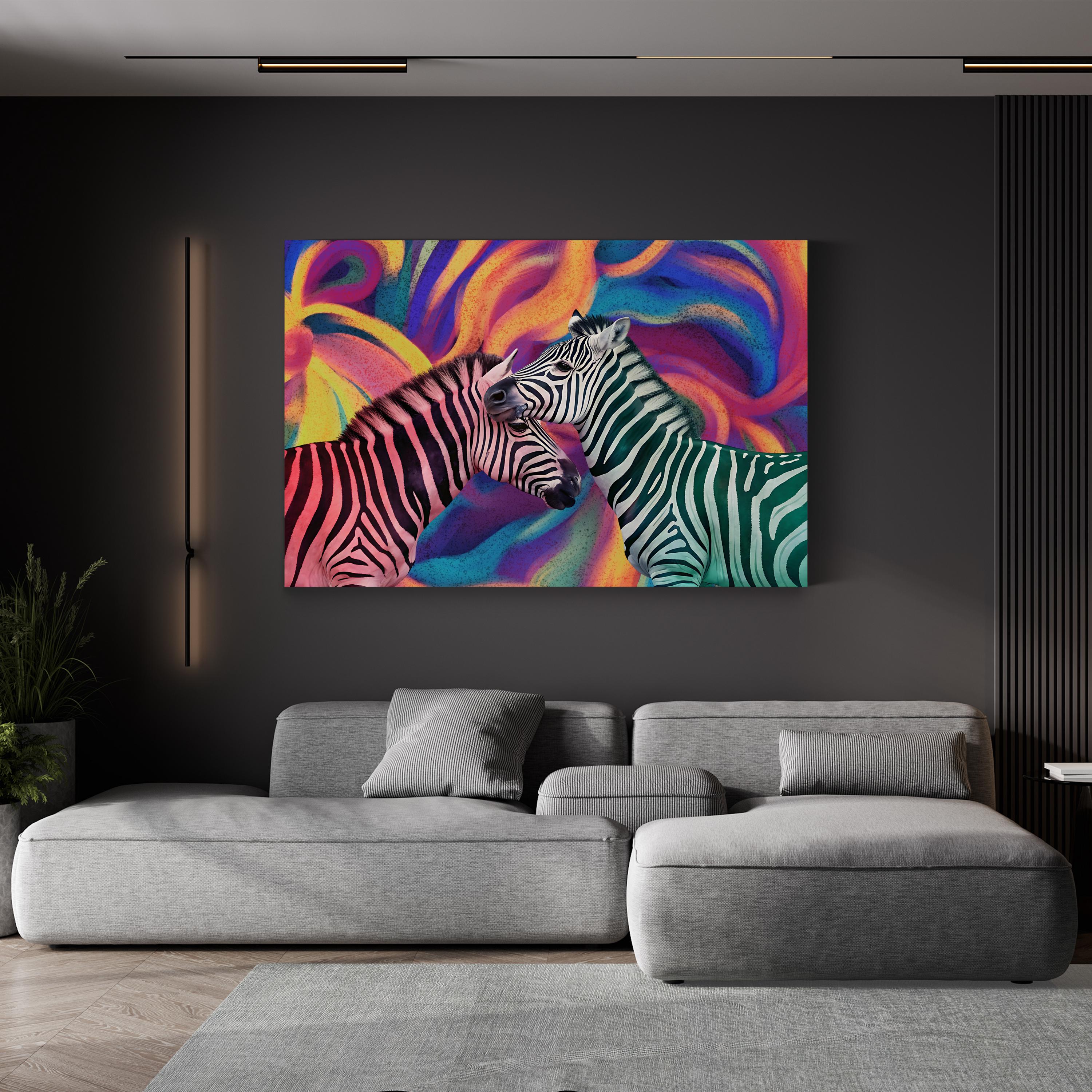 Colorful Zebra – Period Illustration Wall Art | Modern Wildlife Canvas Print