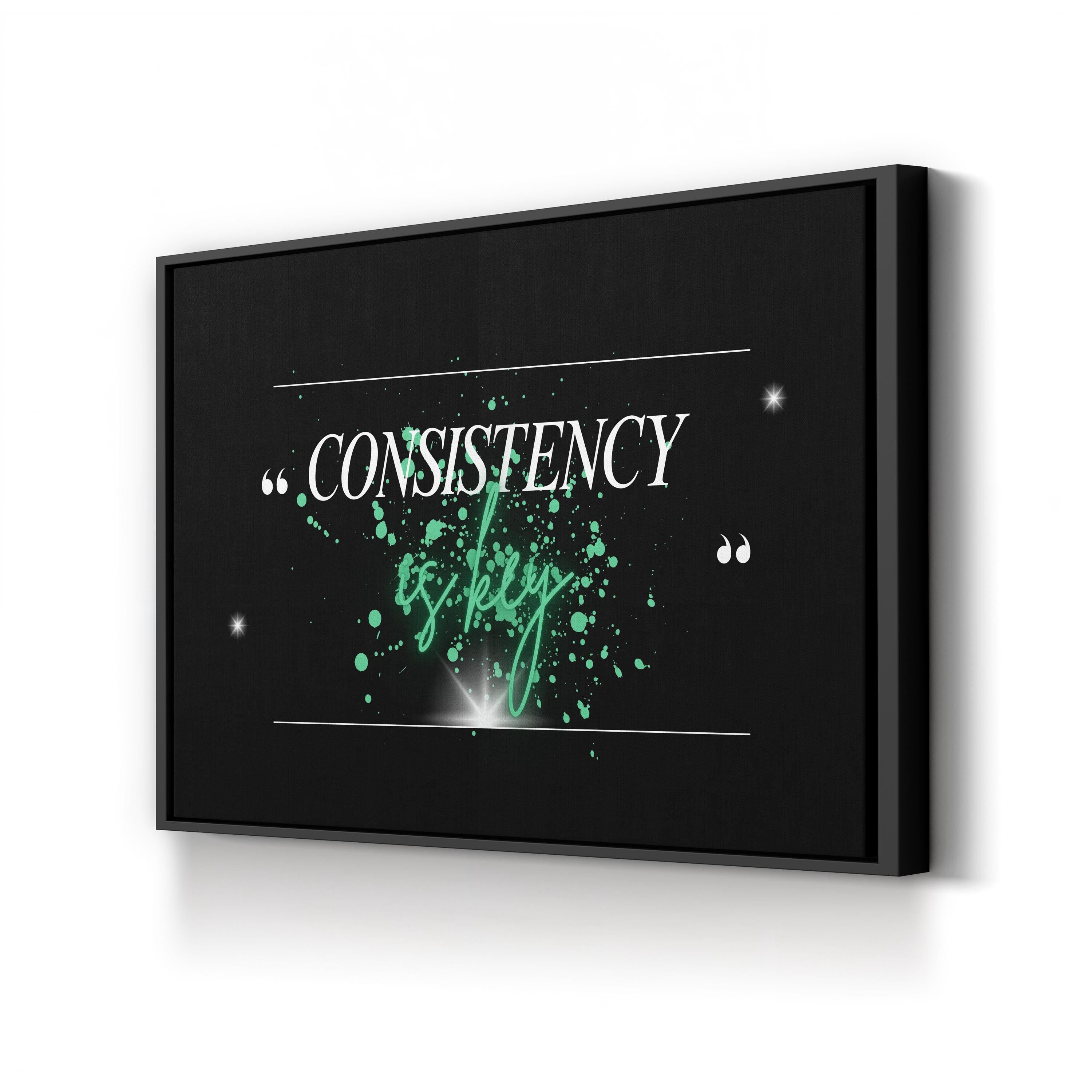 Consistency Is Key Wall Art | Army Green Motivational Typography Canvas Print