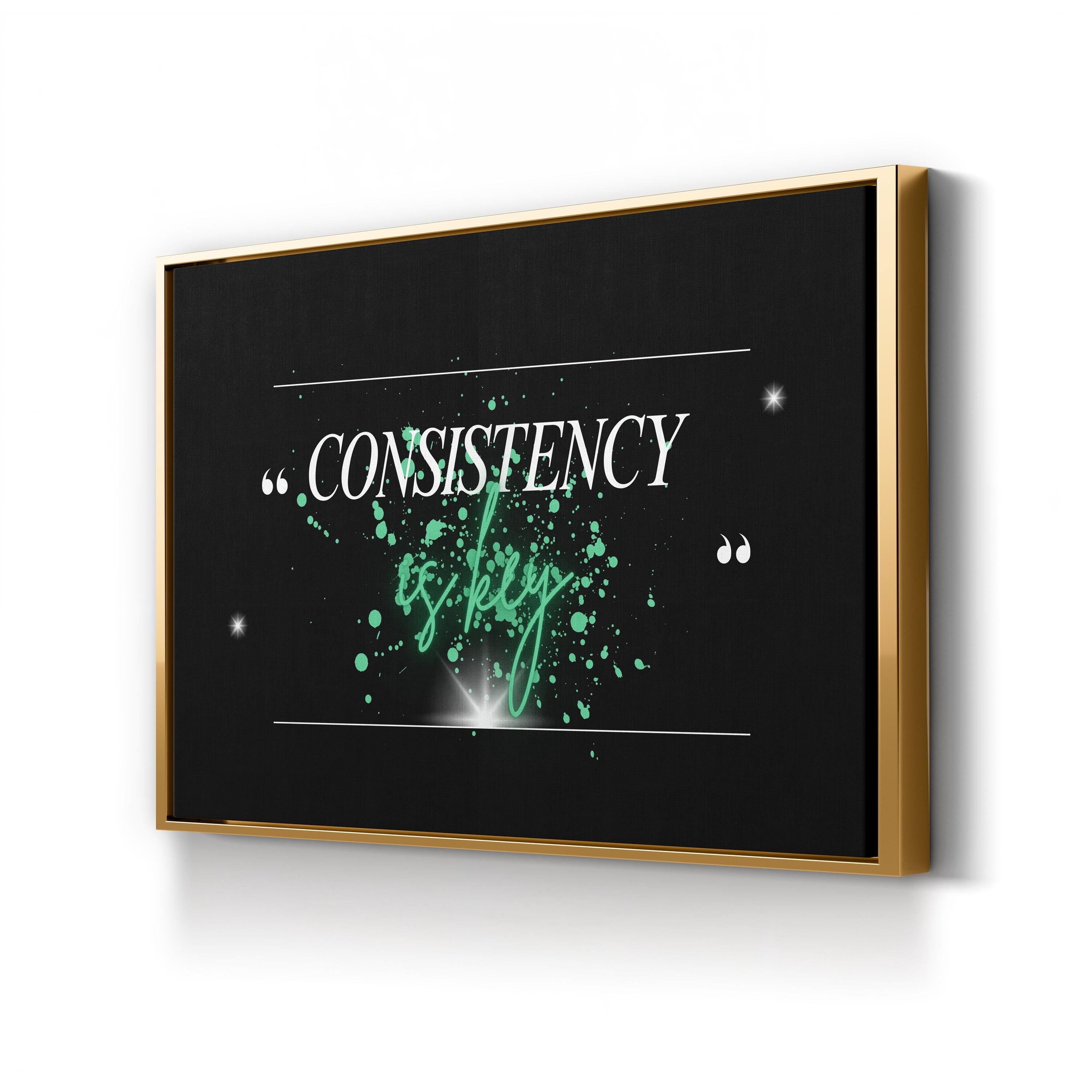 Consistency Is Key Wall Art | Army Green Motivational Typography Canvas Print