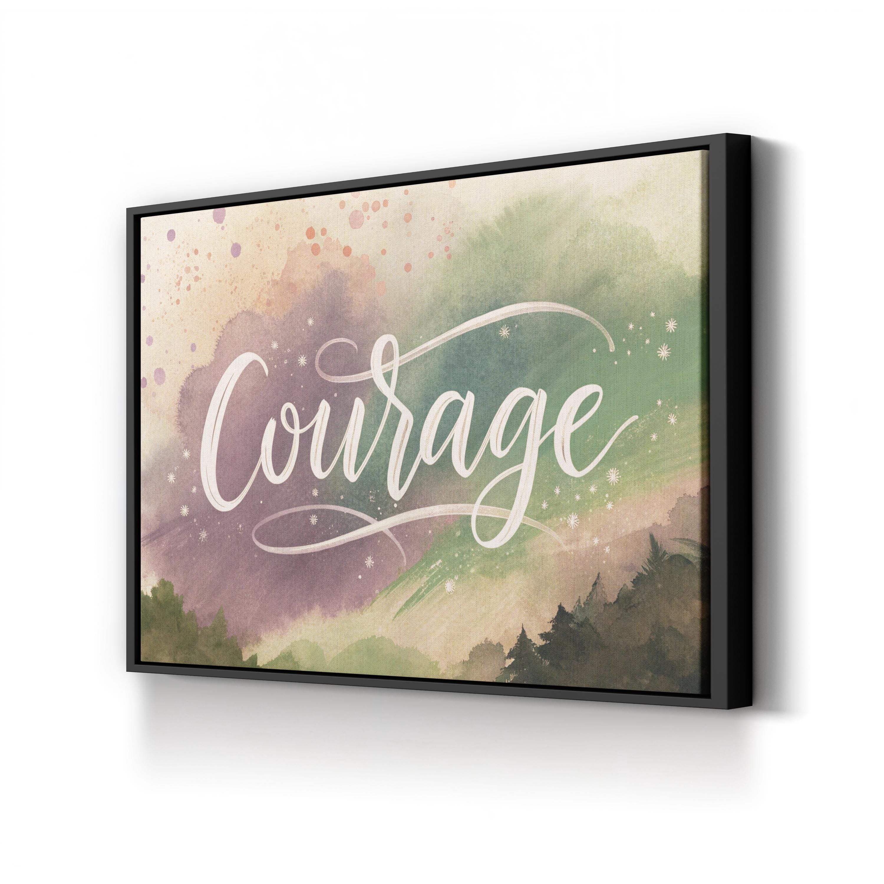 Motivational Courage Canvas Art | “Courage” Abstract Watercolor Typography Wall Art