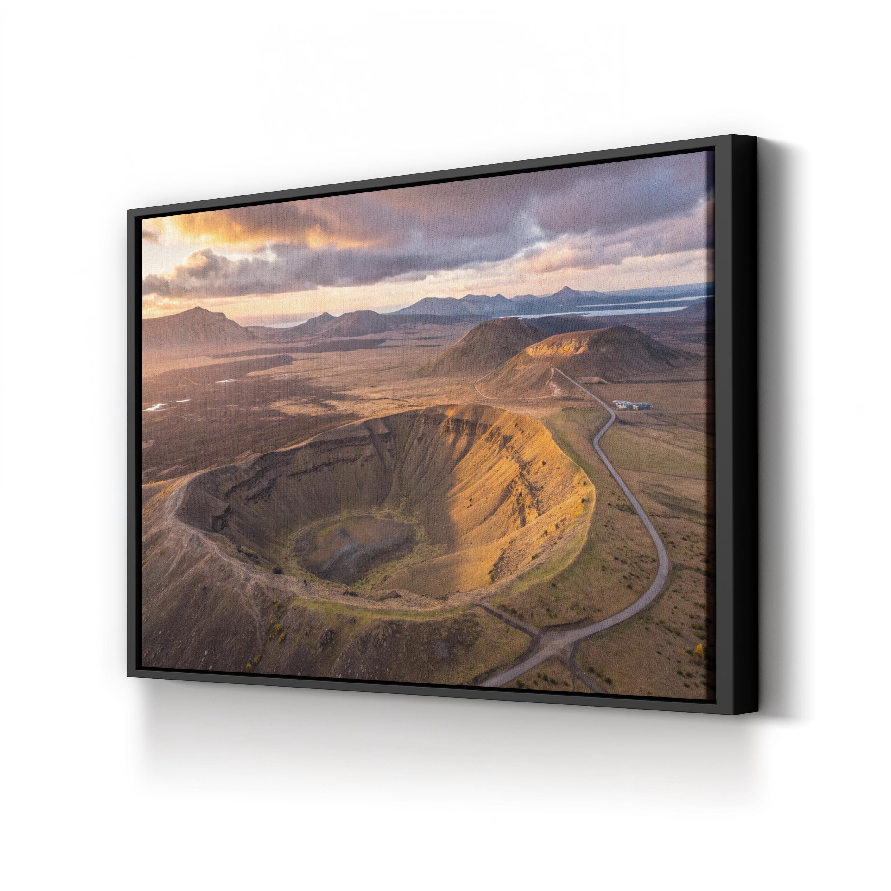Iceland Volcanic Crater – Vintage Photography Wall Art | Aerial Landscape Canvas Print