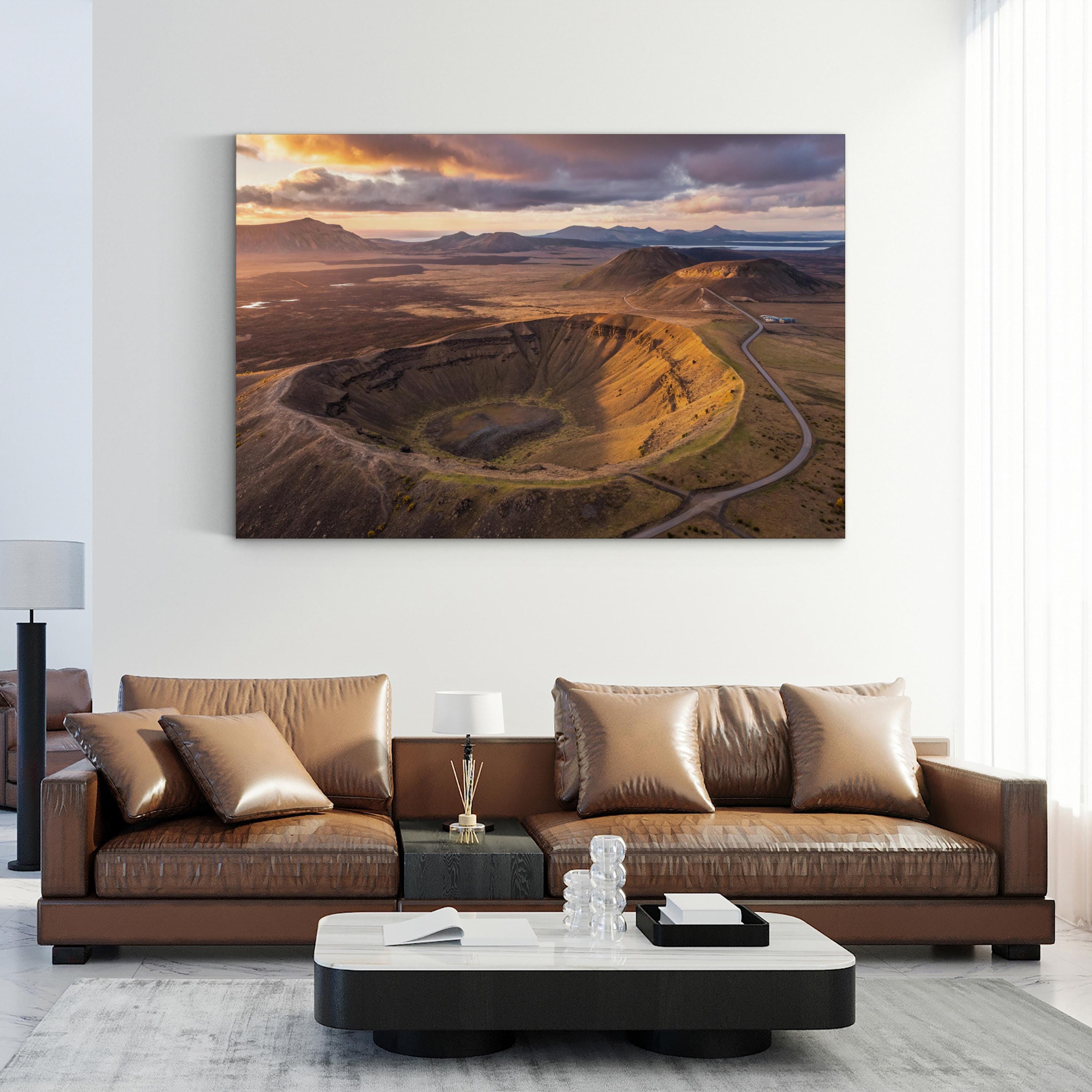 Iceland Volcanic Crater – Vintage Photography Wall Art | Aerial Landscape Canvas Print