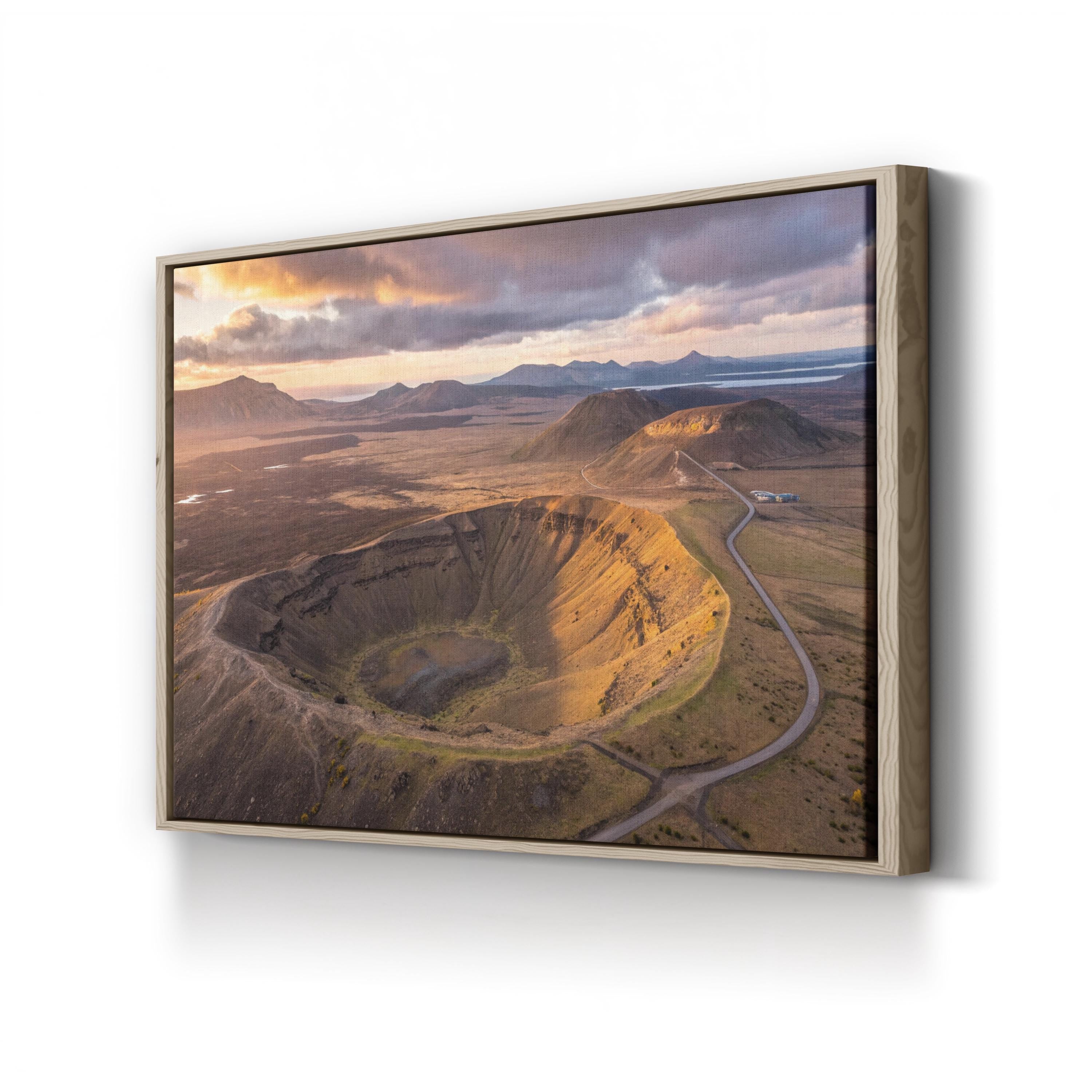 Iceland Volcanic Crater – Vintage Photography Wall Art | Aerial Landscape Canvas Print