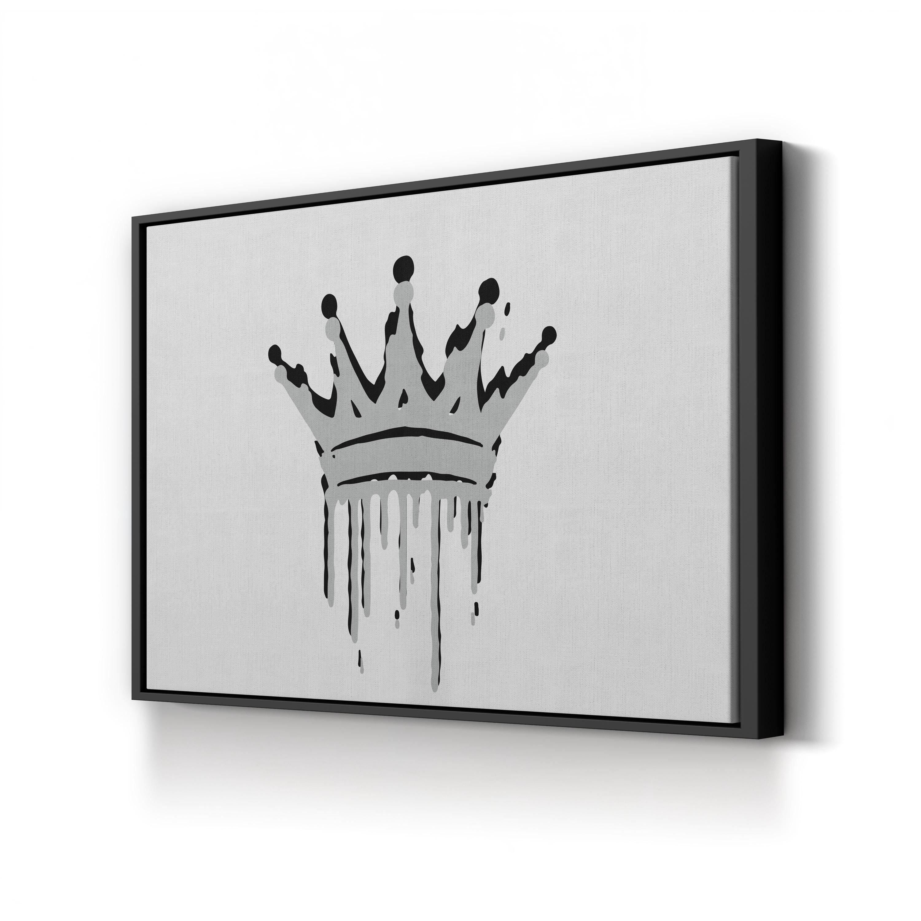 Crown Calligraphy Royal – Period Illustration Wall Art | Black White Gold Canvas Print