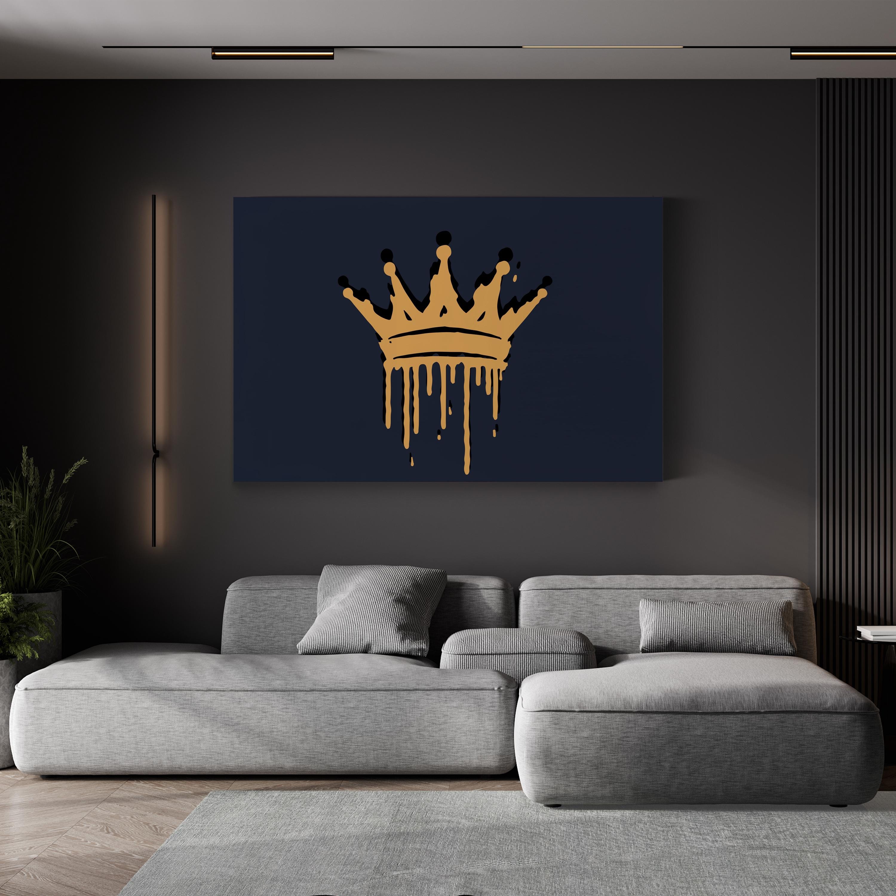 Crown II Calligraphy – Period Illustration Wall Art | Royal Typographic Canvas Print
