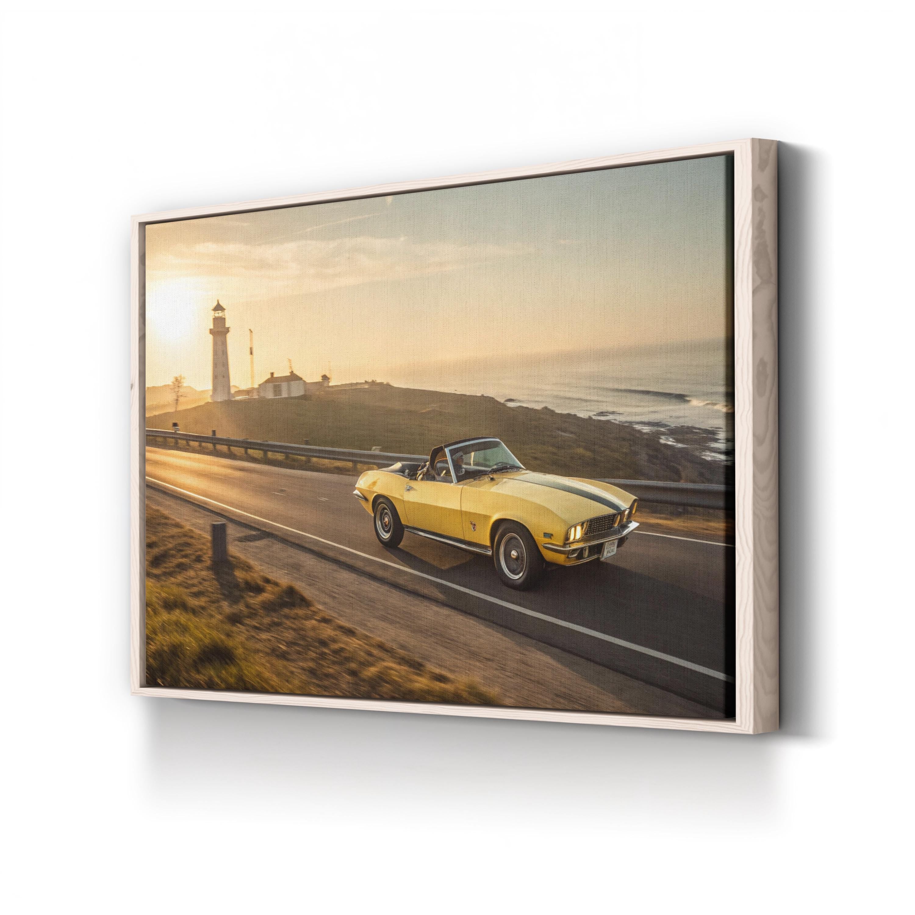 Vintage Car Golden Ribbon Highway – Vintage Photography Wall Art | Automotive Canvas Print