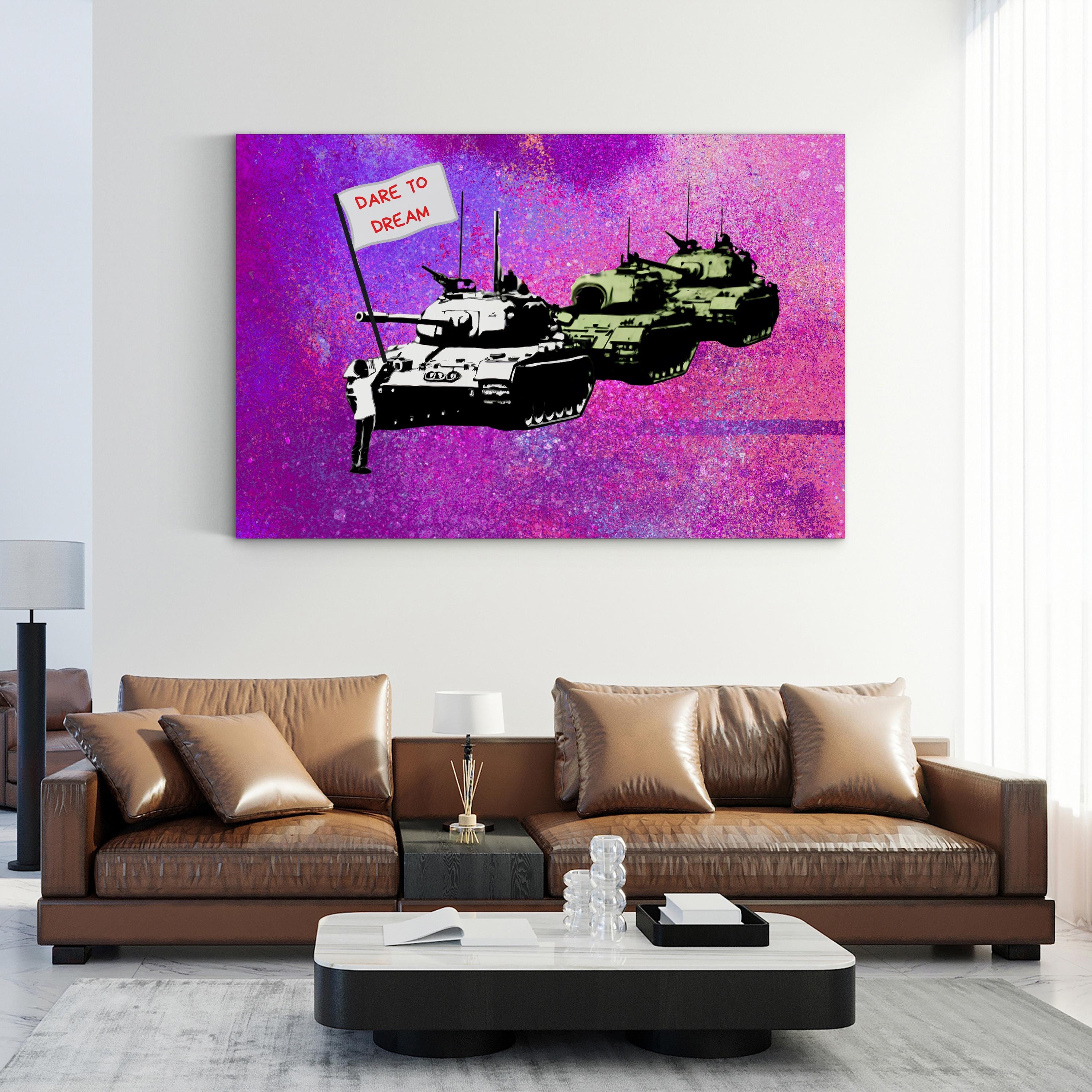 Dare to Dream Tank Pop Art – Period Illustration Wall Art | Contemporary Motivational Canvas Print