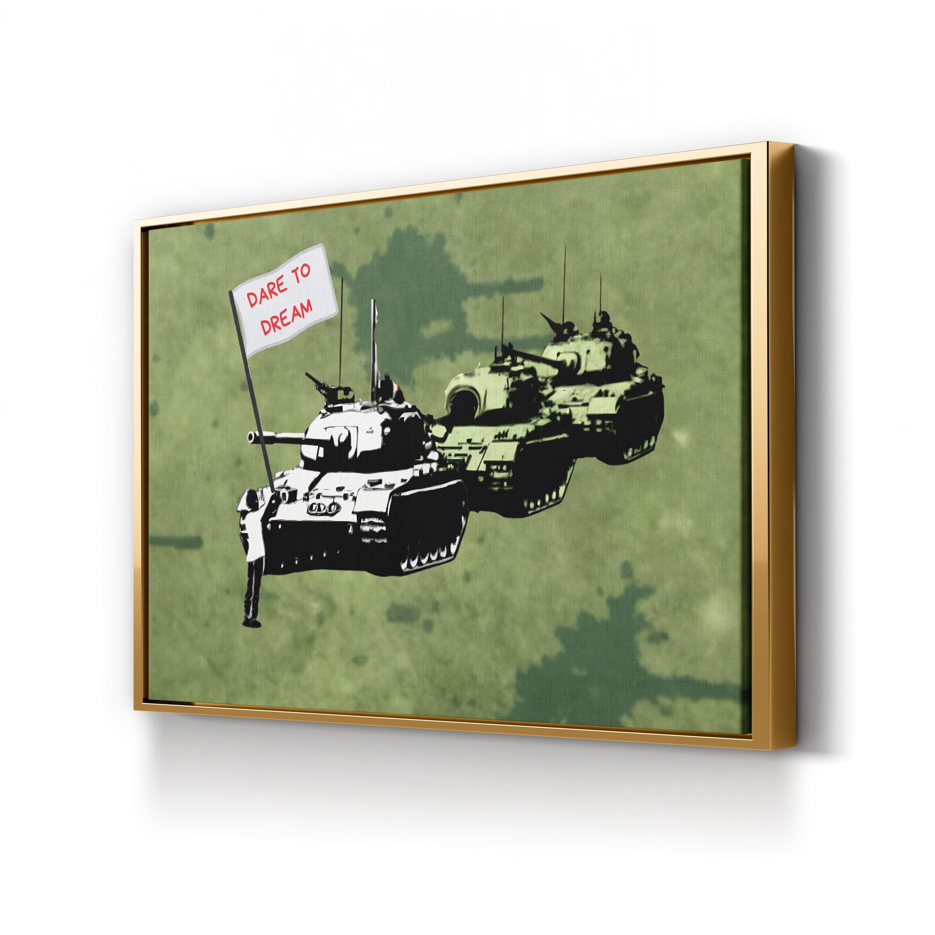 Dare to Dream Tank Graphic – Period Illustration Wall Art | Contemporary Motivational Canvas Print