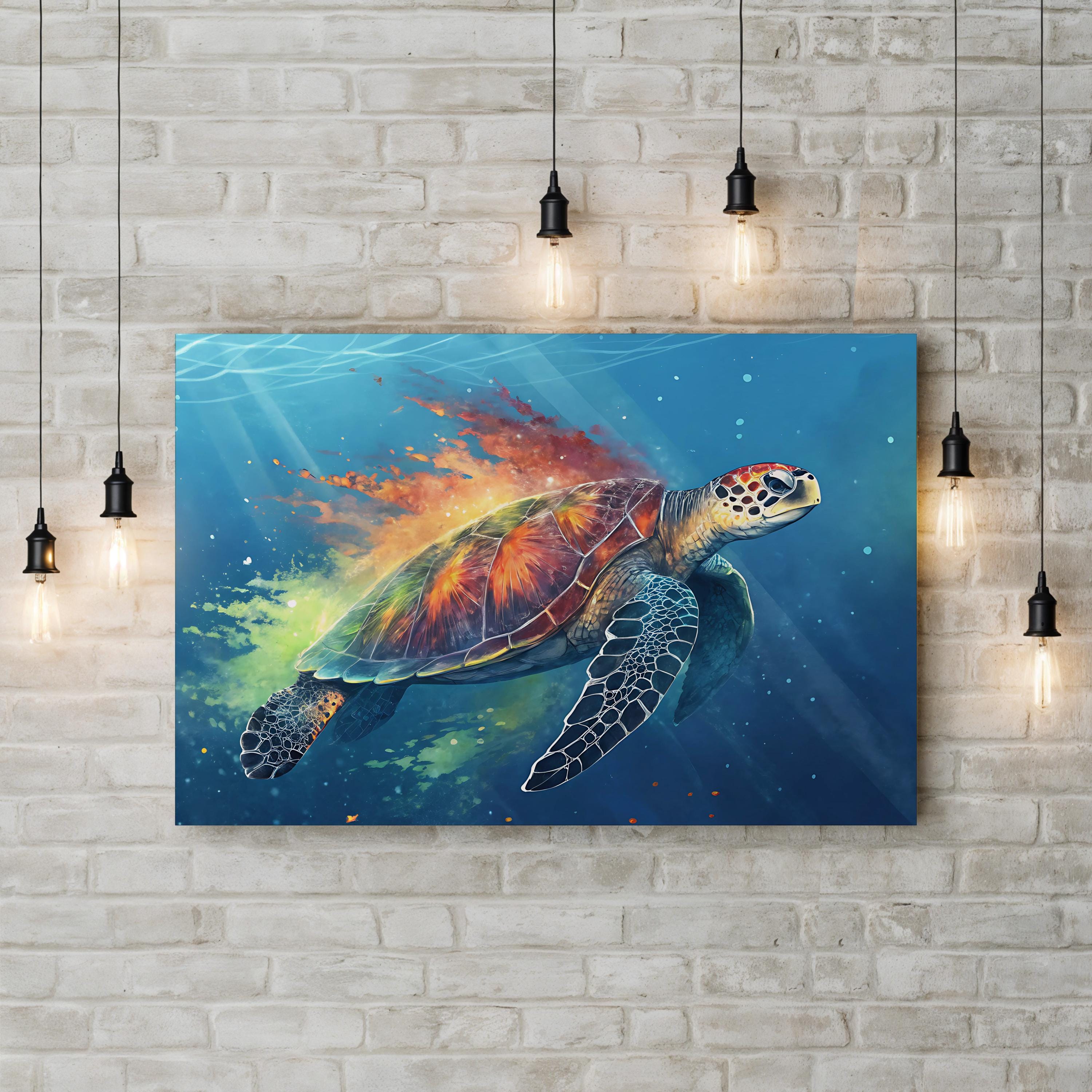 Watercolor Sea Turtle – Period Illustration Wall Art | Ocean Marine Canvas Print