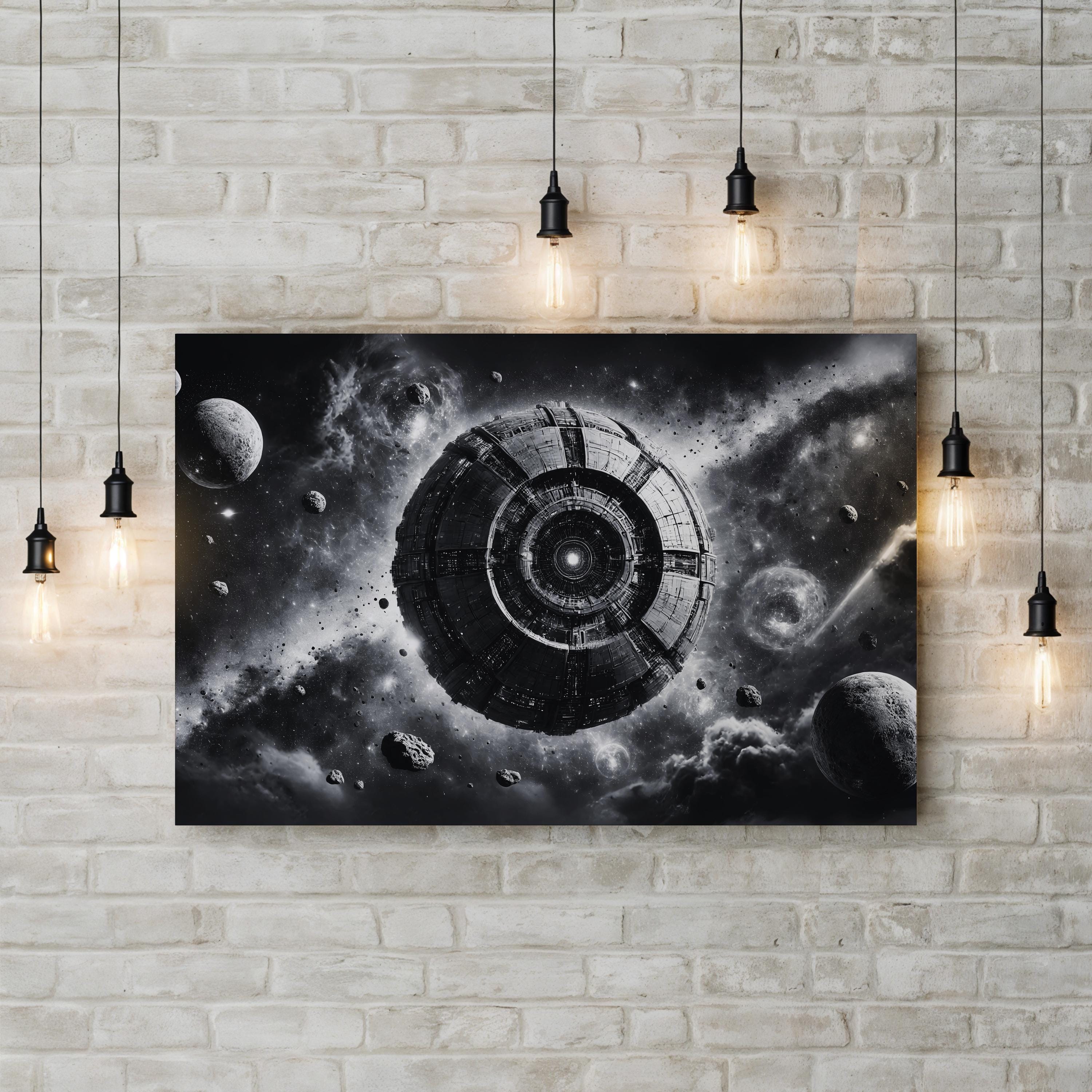 Cosmic Disturbance B&W Canvas – Motivational Galaxy Wall Art
