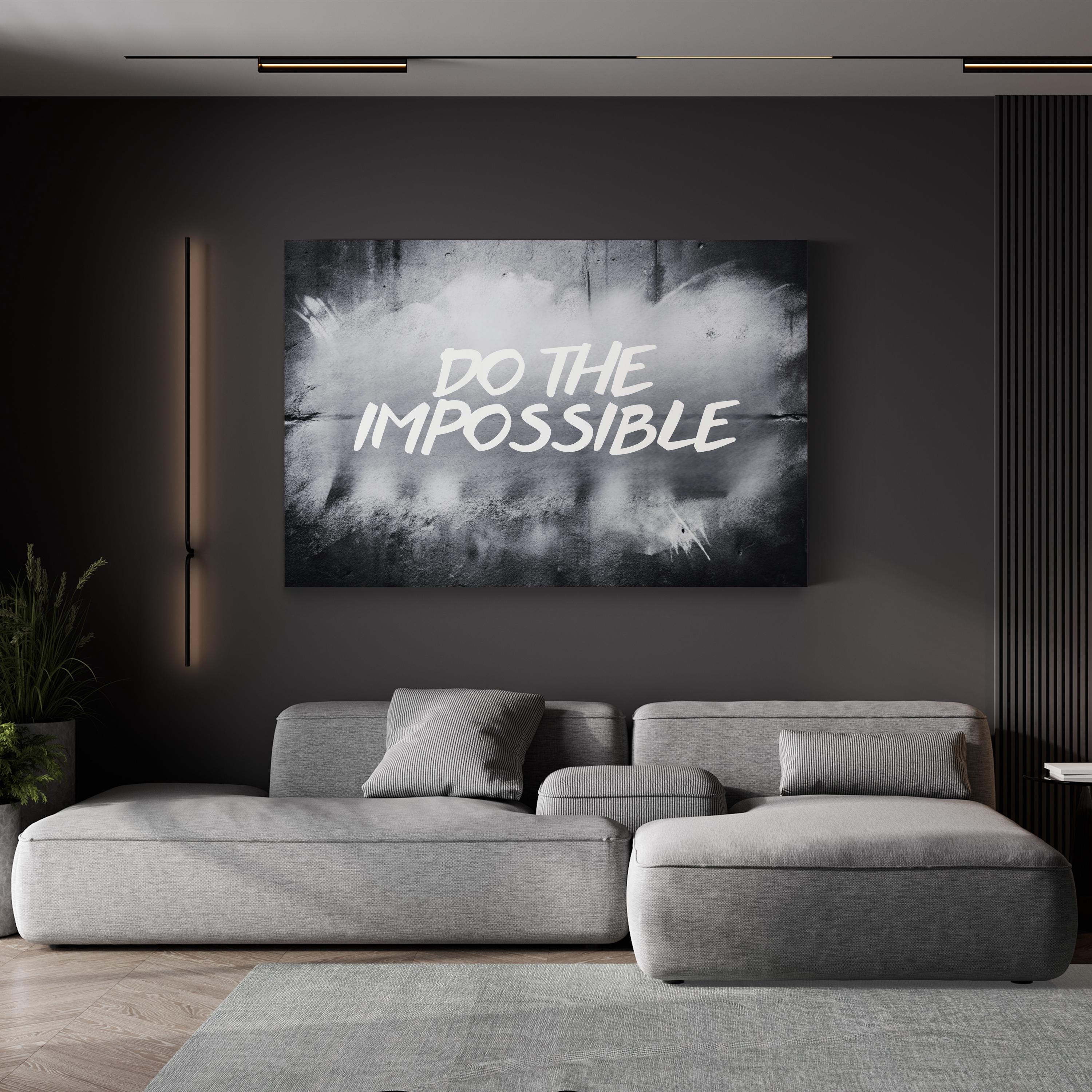 DO THE IMPOSSIBLE Wall Art – Stencil Graffiti Motivational Quote Canvas