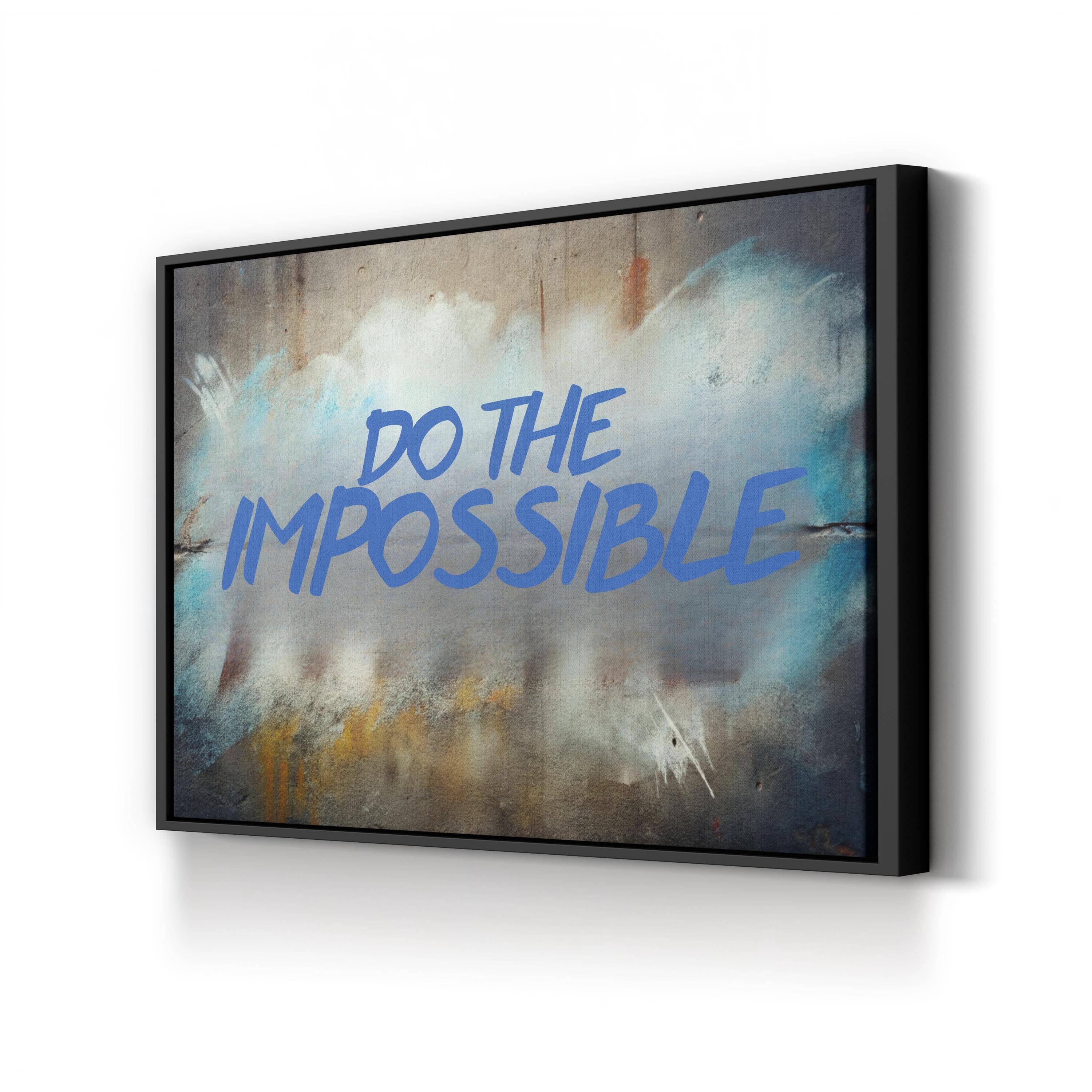 Do the Impossible Wall Art – Blue Graffiti Stencil Motivational Canvas Print