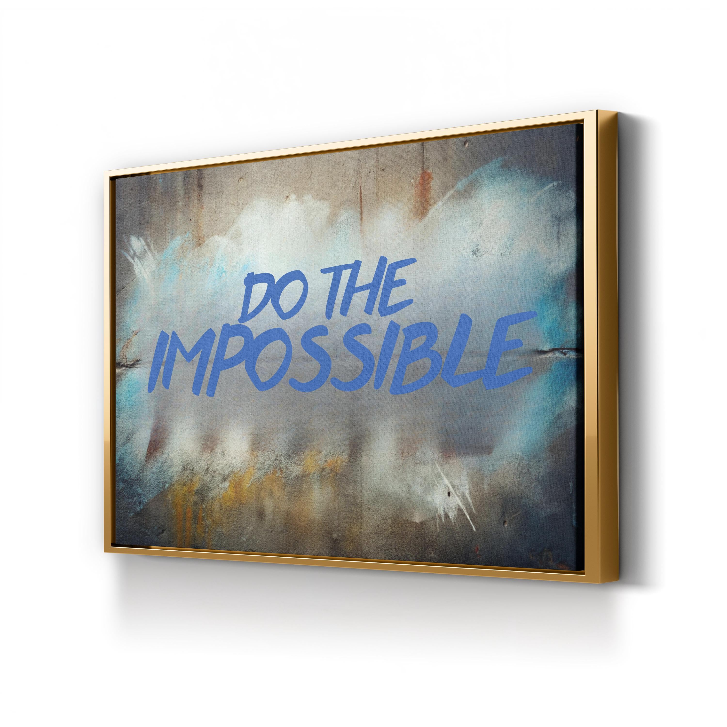 Do the Impossible Wall Art – Blue Graffiti Stencil Motivational Canvas Print