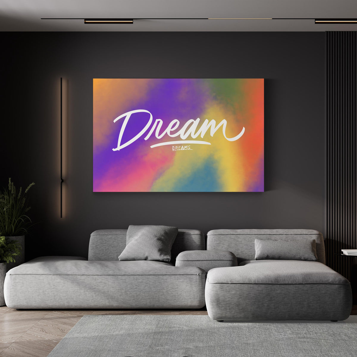 Dream Rainbow Calligraphy canvas print, Gallery Canvas wrap