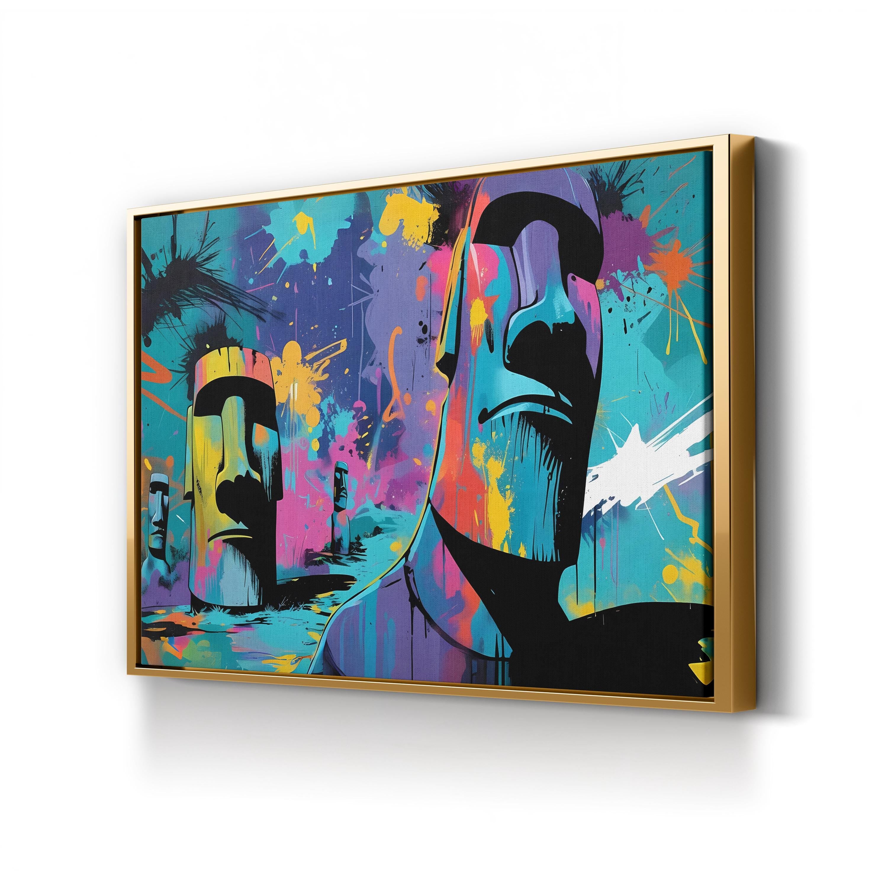 Moai Graffiti Easter Island – Period Illustration Wall Art | Statue Canvas Print